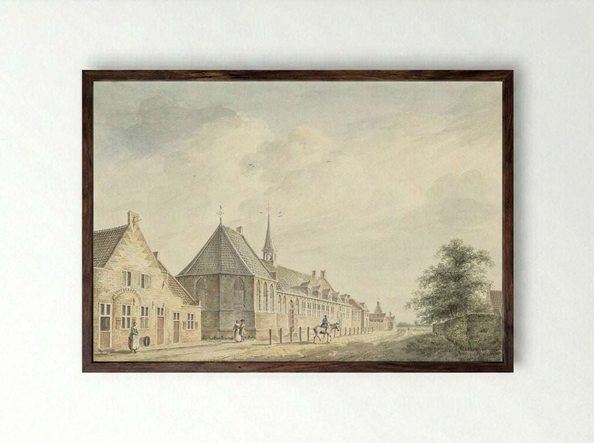 Het Jobs-gasthuis te Utrecht - Jacobus Versteegen - Framed Print Dark Wood