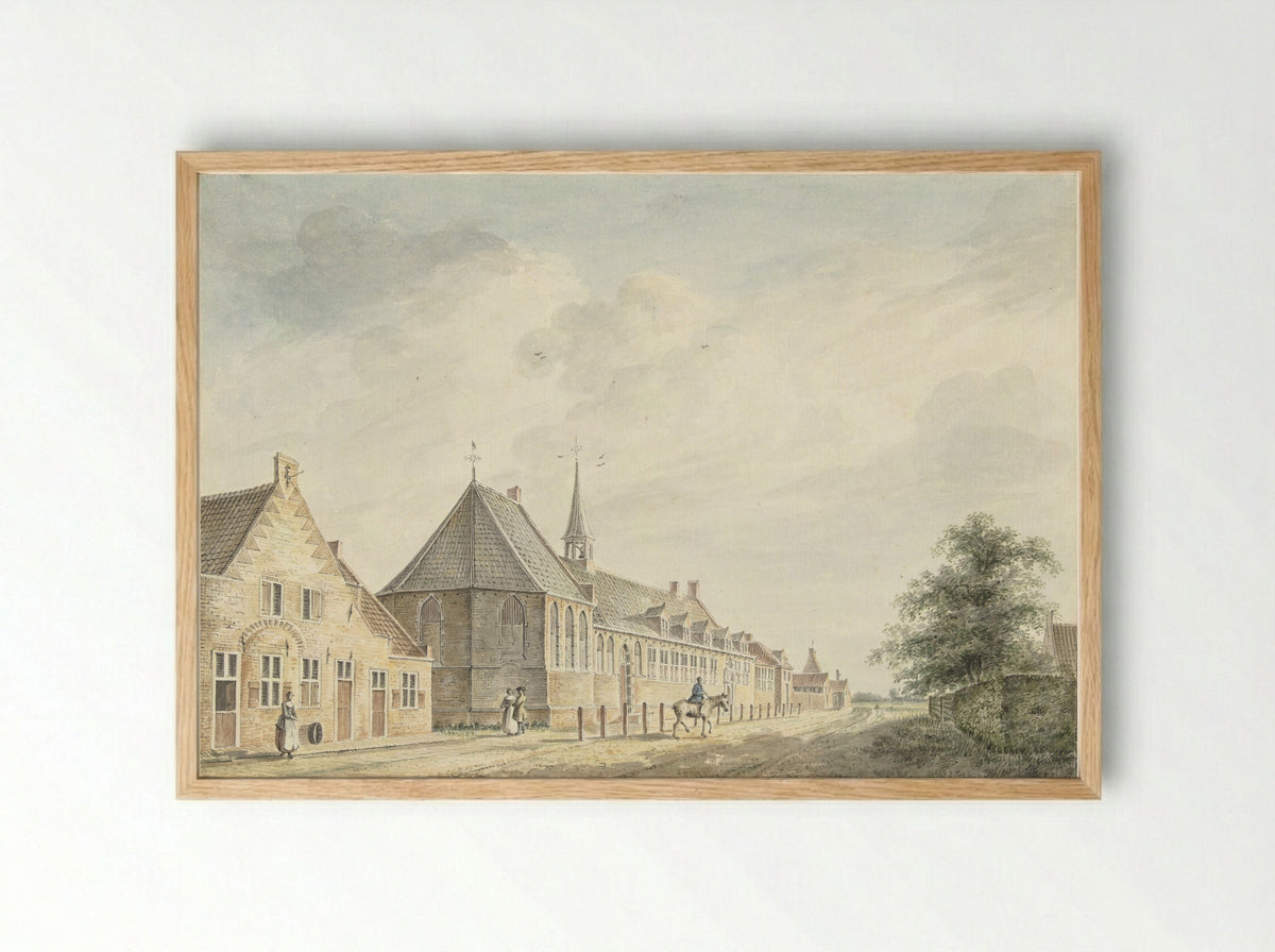 Het Jobs-gasthuis te Utrecht - Jacobus Versteegen - Framed Print Wood