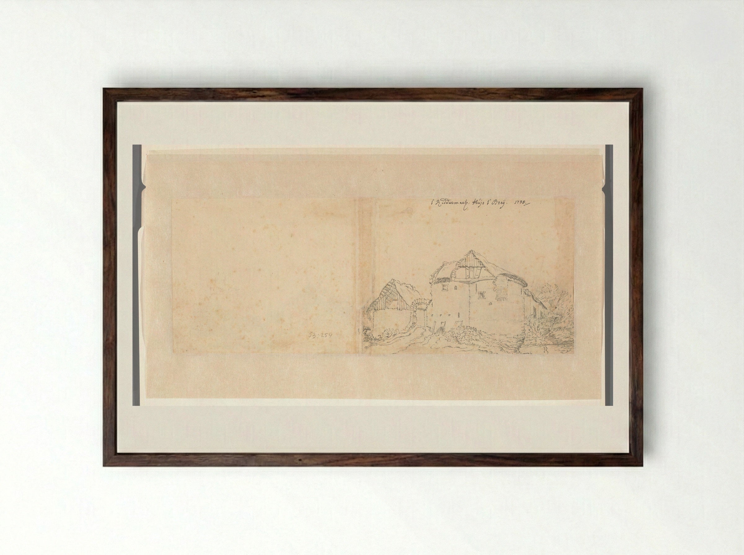 Het Riddermatig Huys te Breij - Jan de Beijer - Framed Print Dark Wood