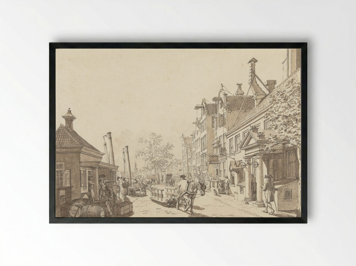 Het Rokin, gezien naar de Munt - Jacob Cats - Framed Print Black
