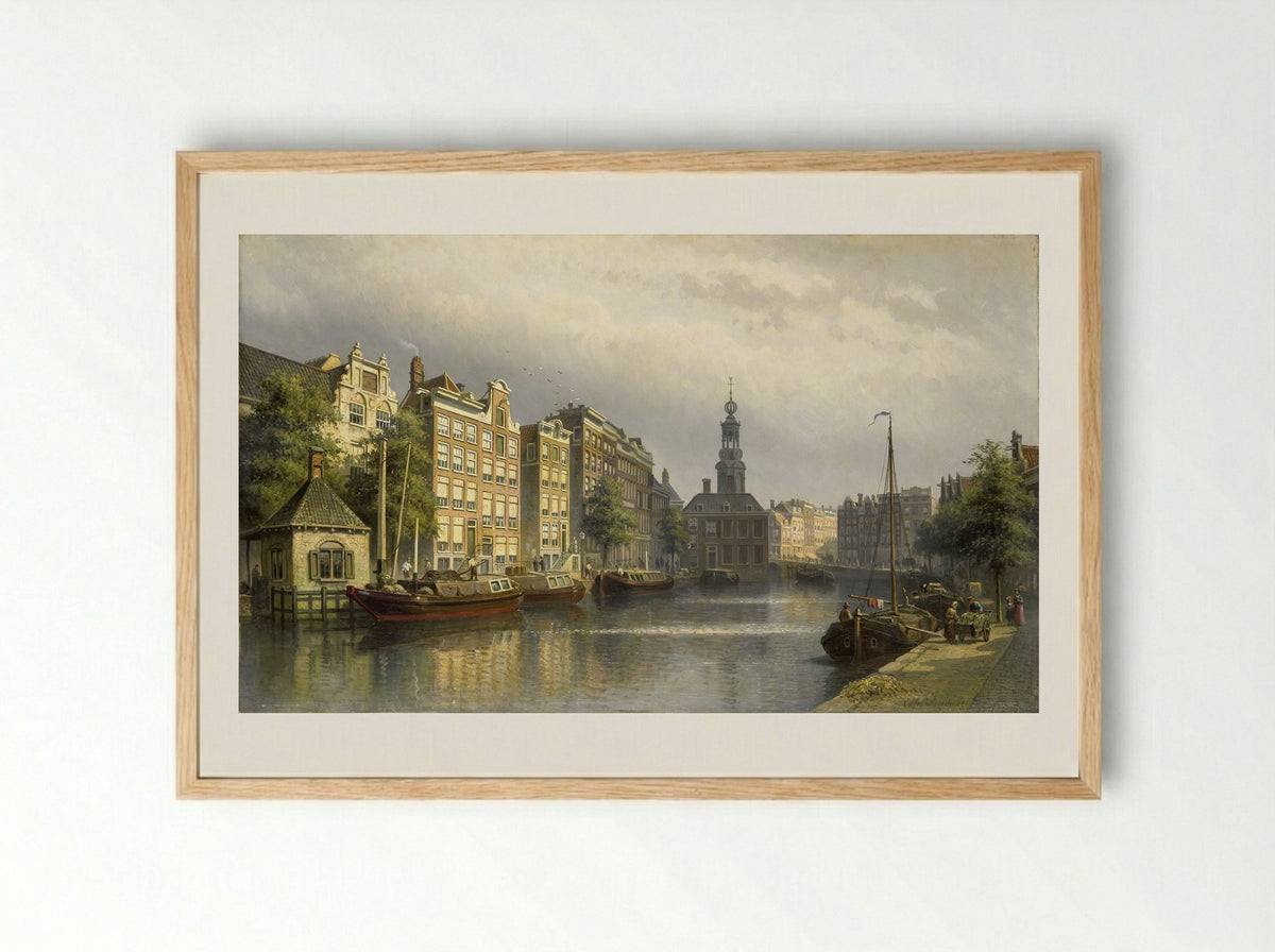 Het Singel te Amsterdam naar de Munt gezien - Eduard Alexander Hilverdink - Framed Print Wood