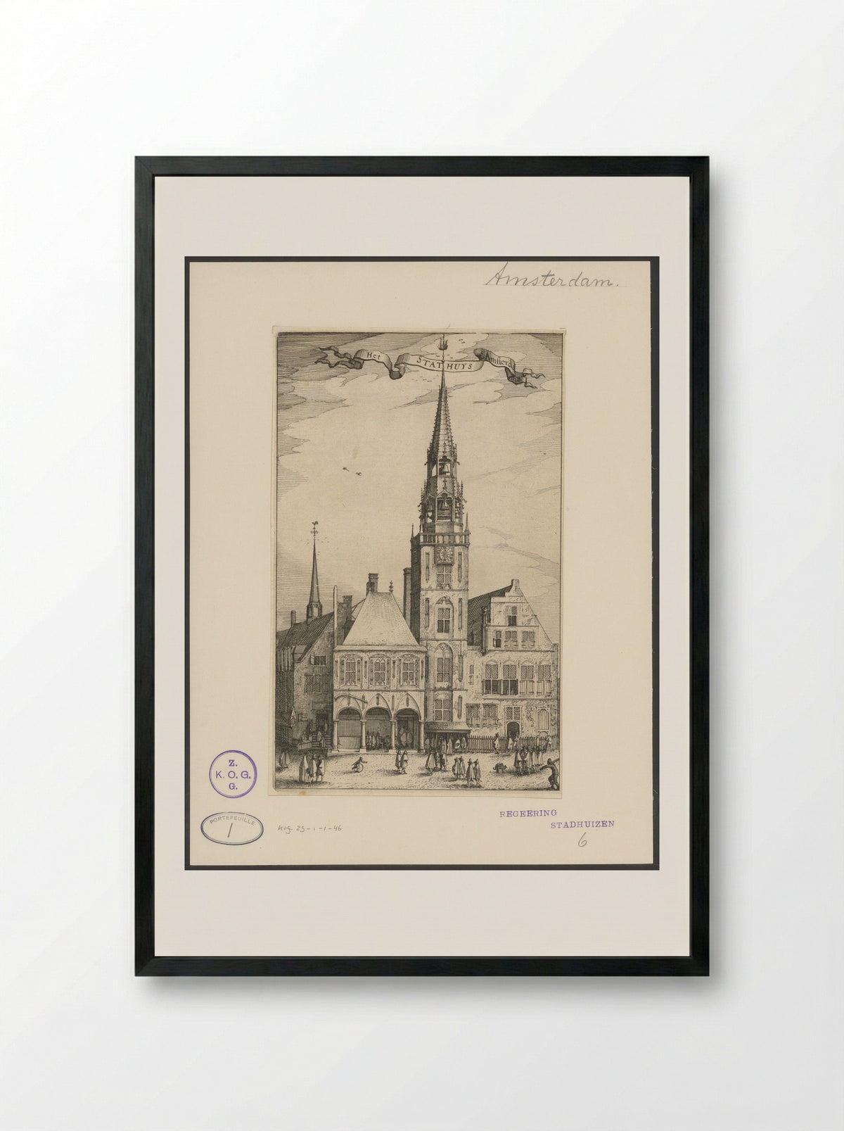 Het Stathuys t'Amsterdam - Claes Jansz. Visscher (II) - Framed Print Black