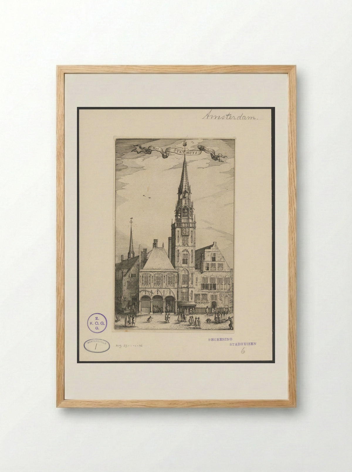 Het Stathuys t'Amsterdam - Claes Jansz. Visscher (II) - Framed Print Wood