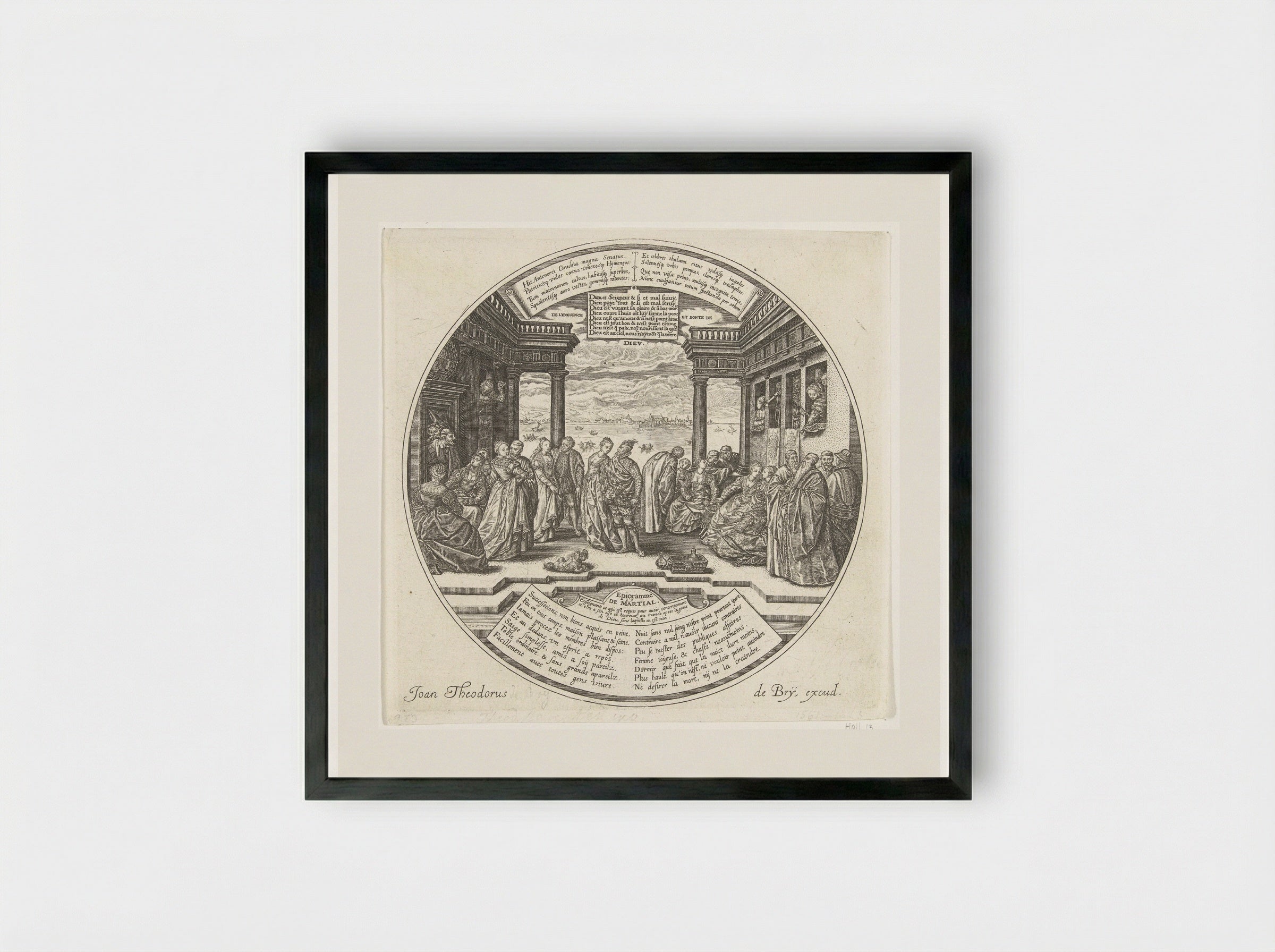 Het Venetiaanse Bal of de bruiloft van Antenor - Johann Theodor de Bry - Framed Print Black