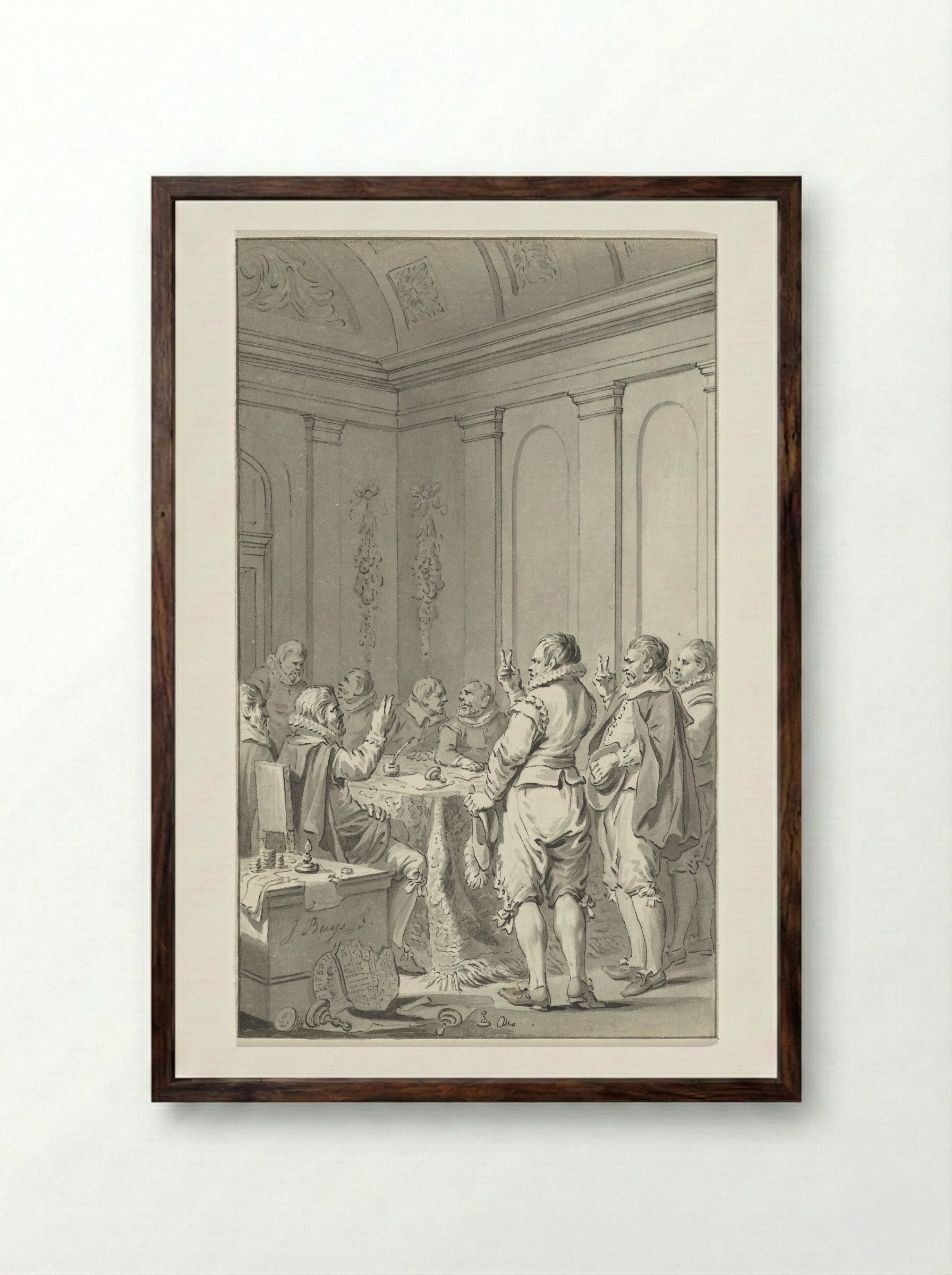 Het afzweren van Filips II door de Staten - Jacobus Buys - Framed Print Dark Wood