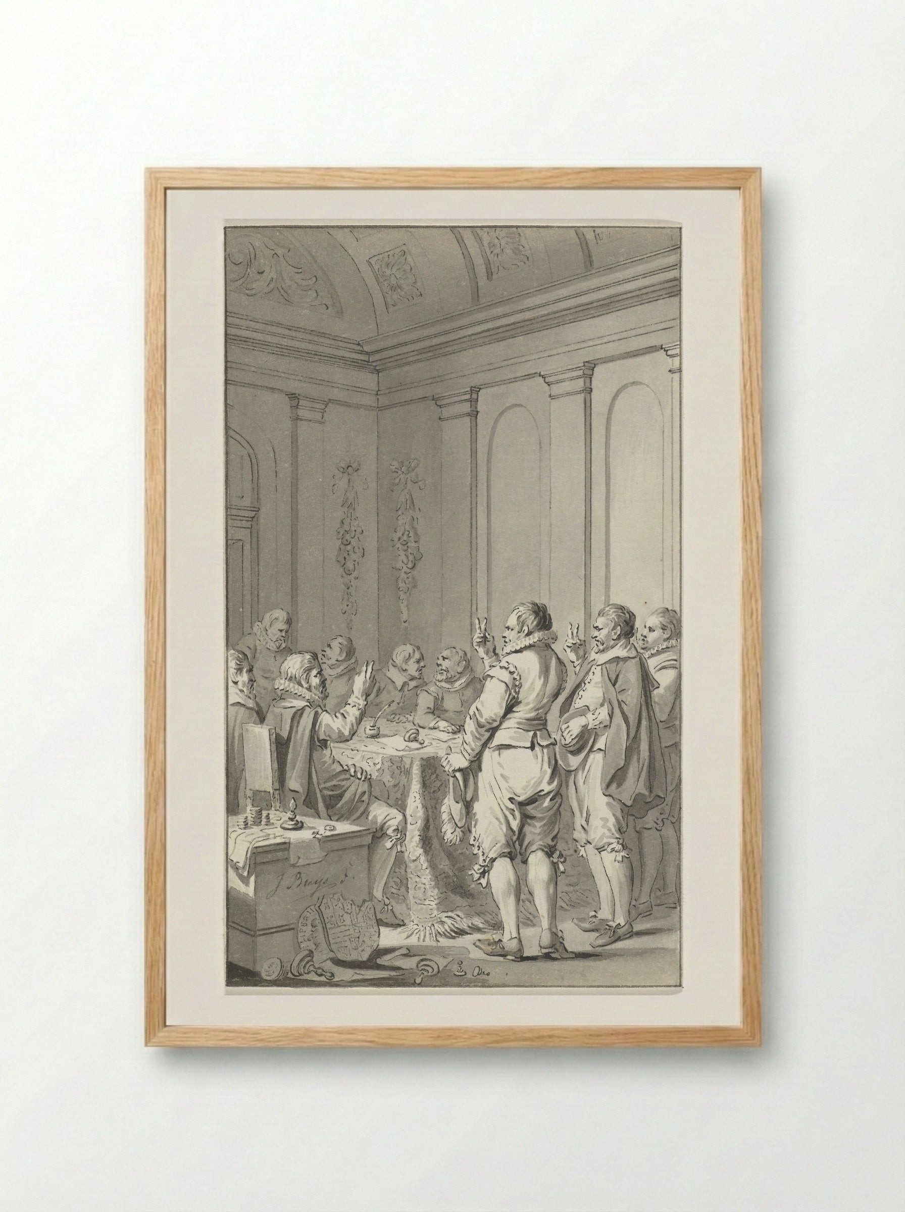 Het afzweren van Filips II door de Staten - Jacobus Buys - Framed Print Wood