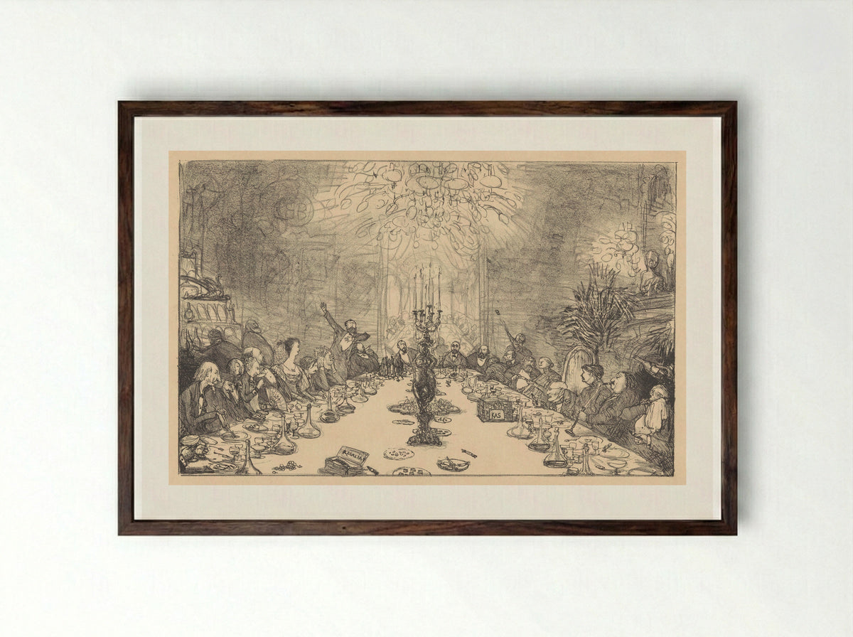 Het banket van de Hollandsche Tekenmaatschappij - Marius Bauer - Framed Print Dark Wood