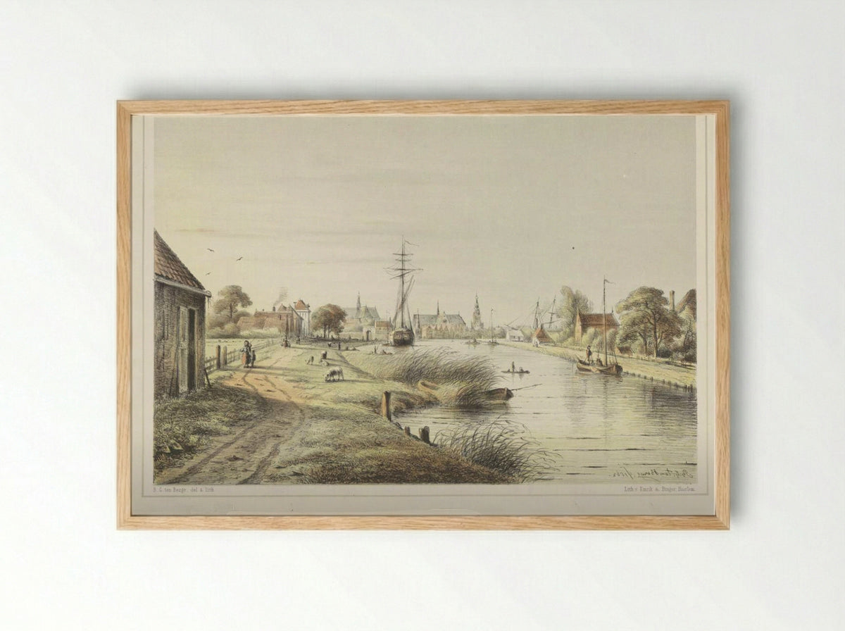 Het bezoeken van de zieken - Bernardus Gerardus ten Berge - Framed Print Wood
