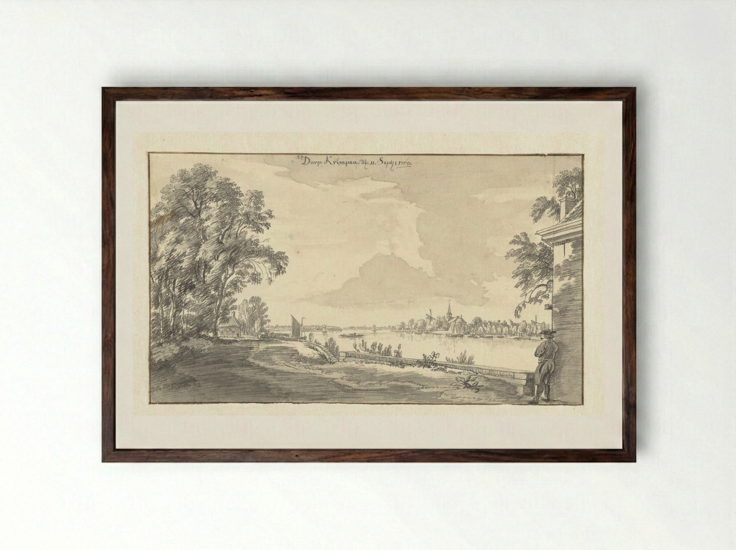 Het dorp Krimpen - Jan de Beijer - Framed Print Dark Wood