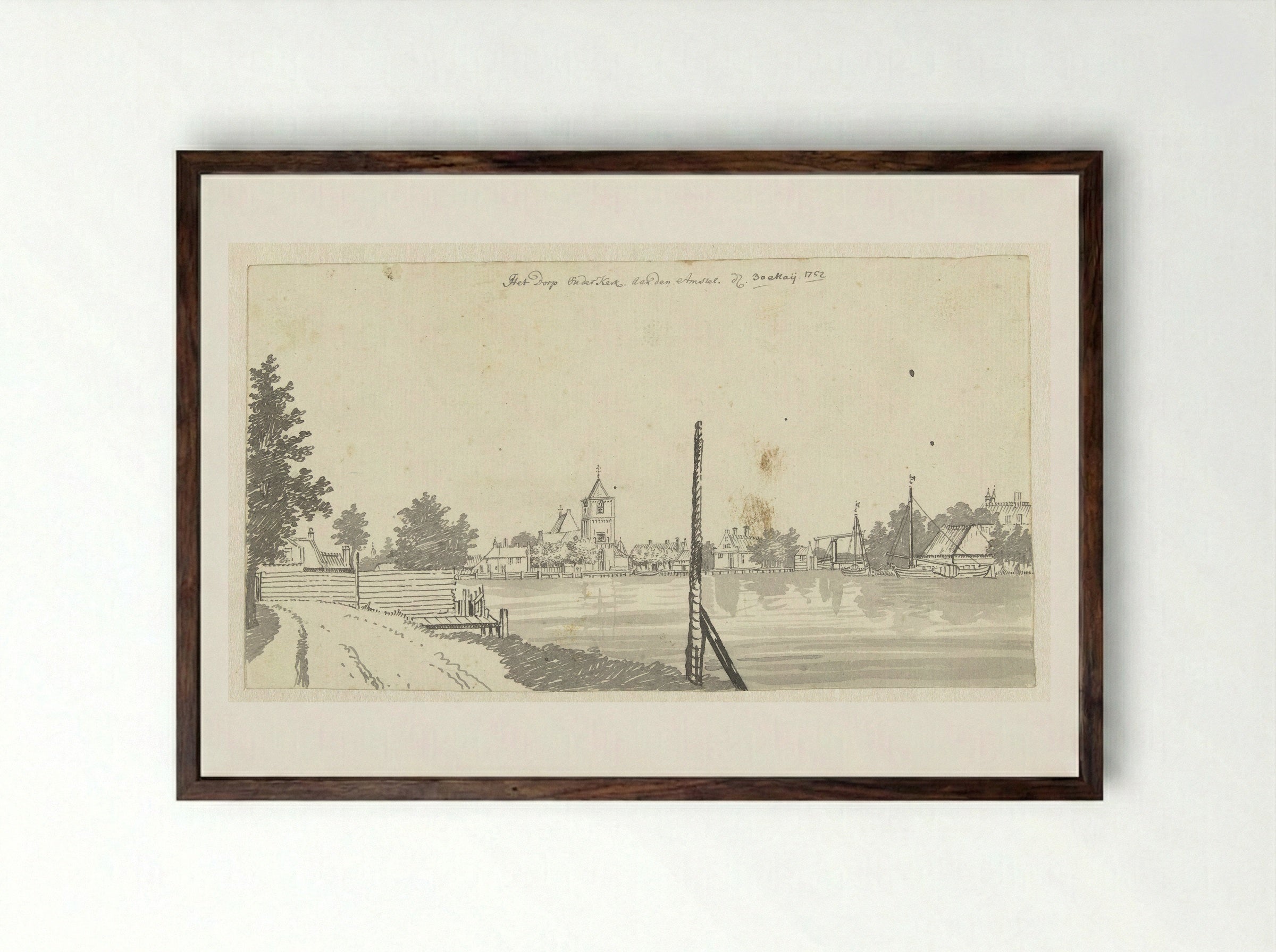 Het dorp Ouderkerk aan de Amstel - Jan de Beijer - Framed Print Dark Wood