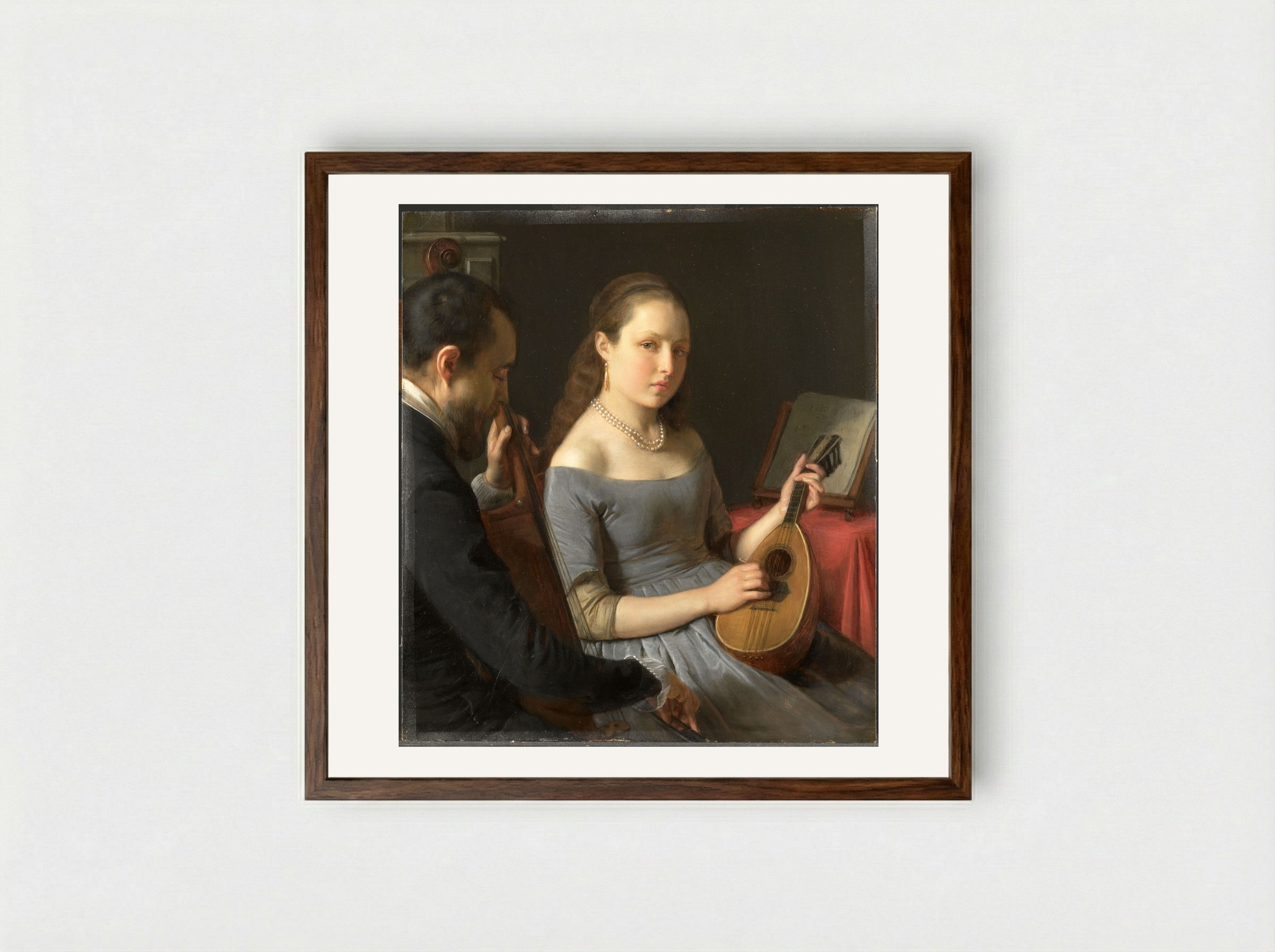 Het duet - Charles van Beveren - Framed Print Dark Wood