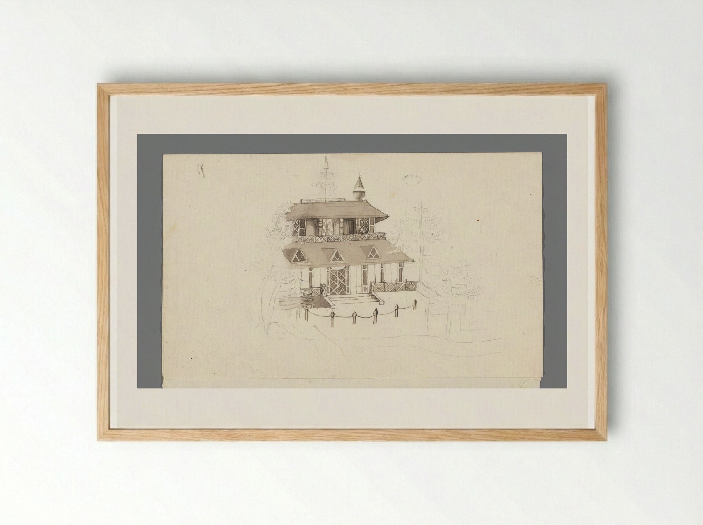 Het huis Peking te Baarn - David Pièrre Giottino Humbert de Superville - Framed Print Wood