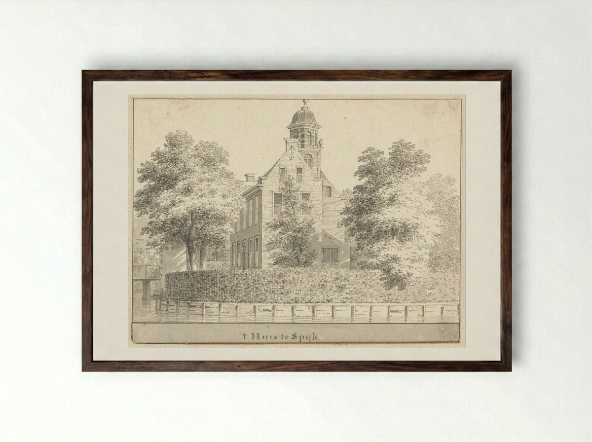 Het huis te Spijk - Cornelis Pronk - Framed Print Dark Wood