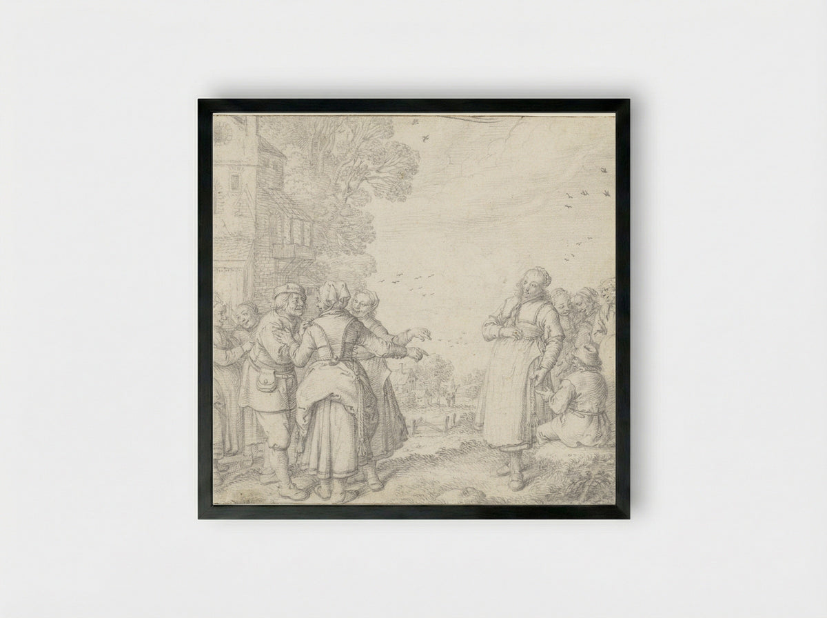 Het huwelijksaanzoek - Jan Miense Molenaer - Framed Print Black