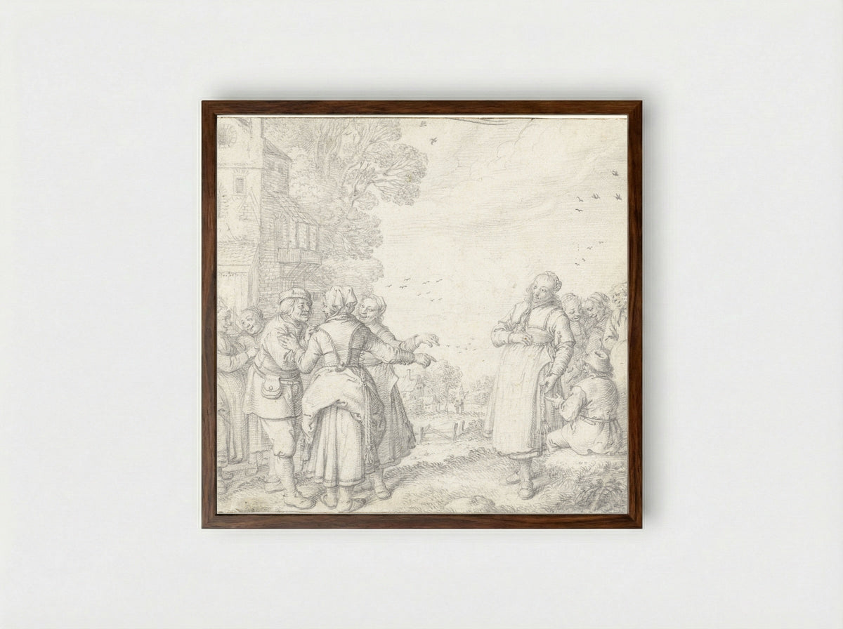 Het huwelijksaanzoek - Jan Miense Molenaer - Framed Print Dark Wood