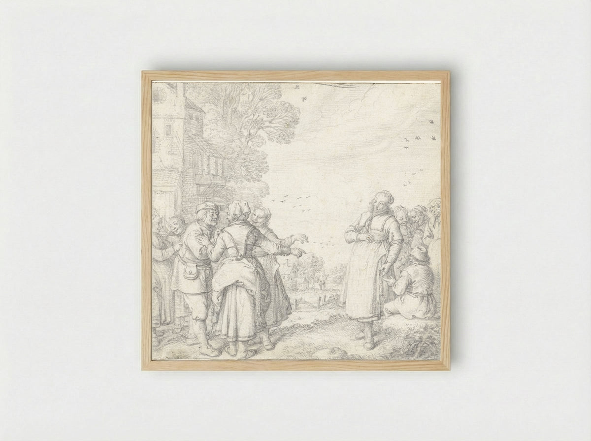 Het huwelijksaanzoek - Jan Miense Molenaer - Framed Print Wood