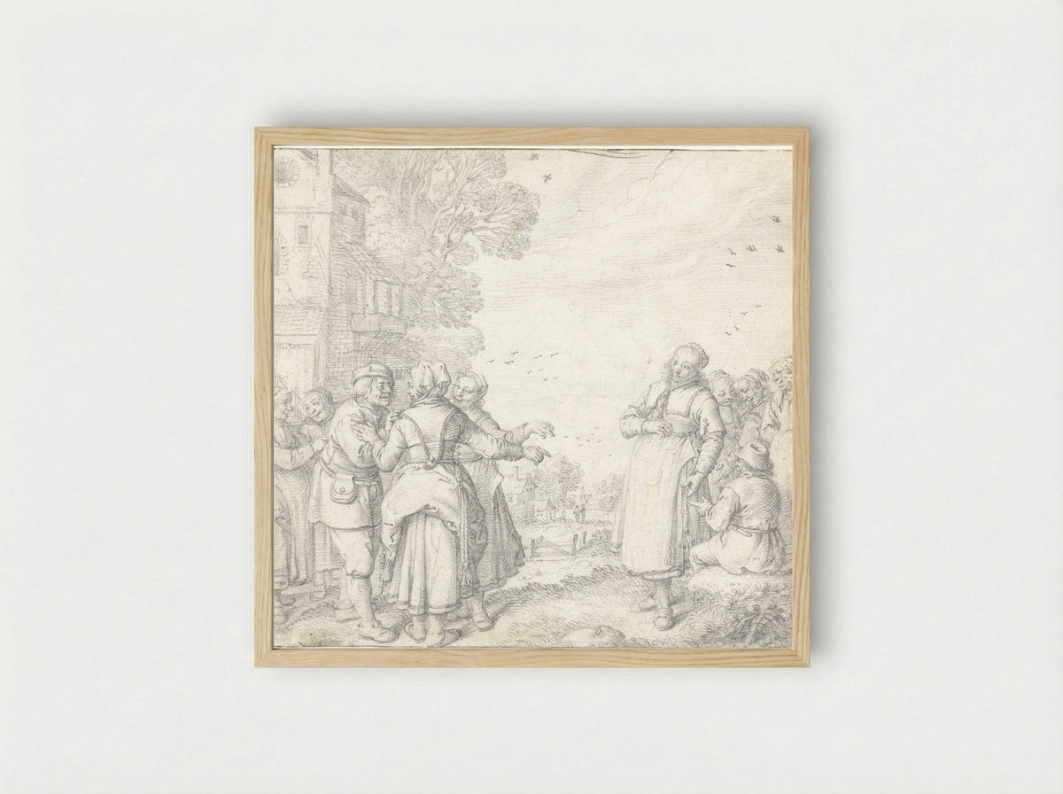 Het huwelijksaanzoek - Jan Miense Molenaer - Framed Print Wood