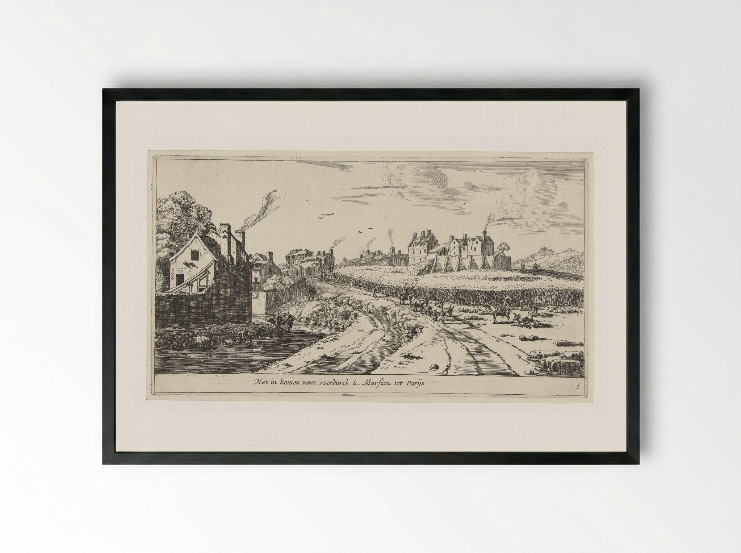 Het in komen vant voorburch S. Marsiou tot Parijs - Reinier Nooms - Framed Print Black
