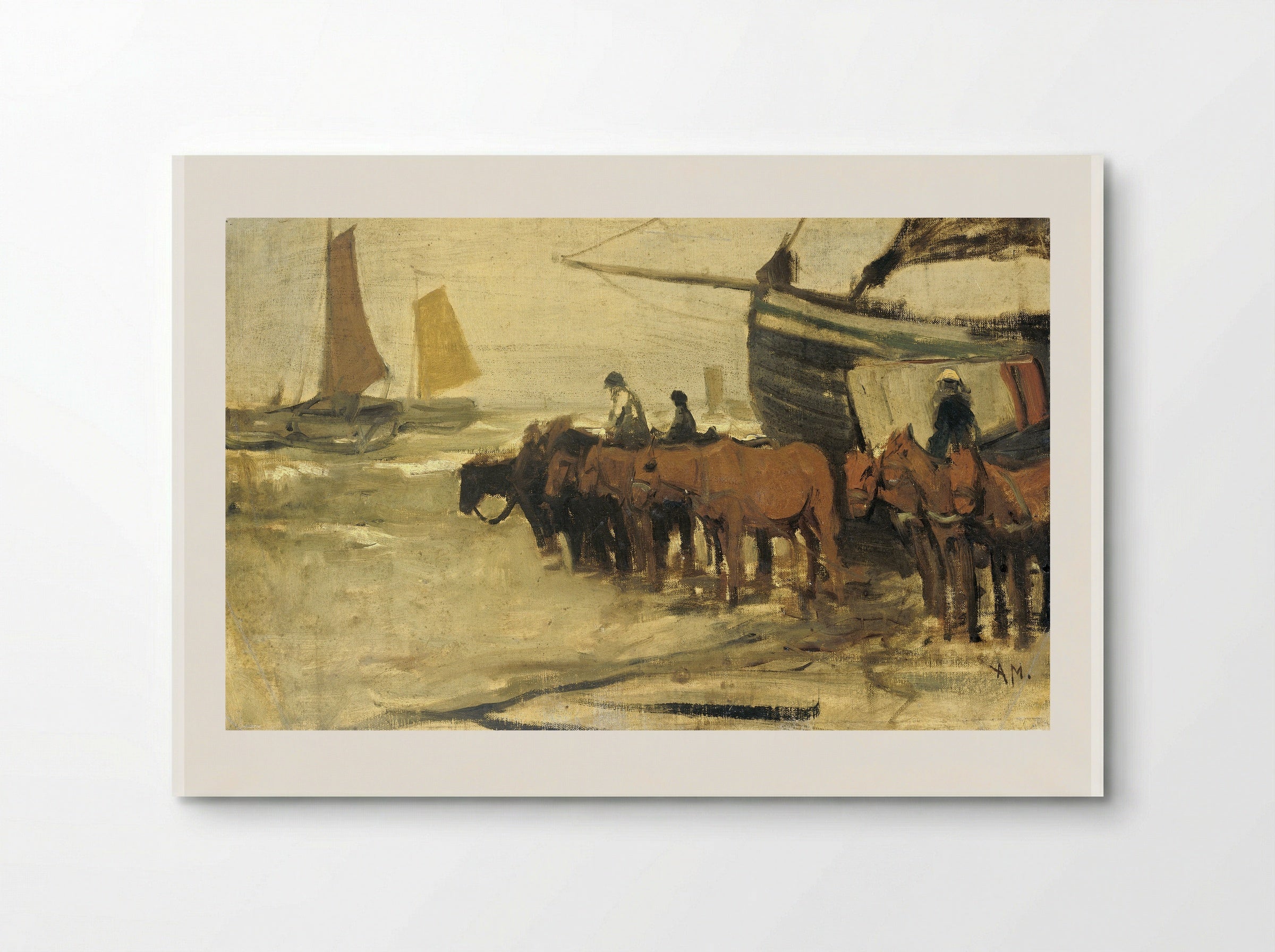 Het in zee brengen van een visserspink - Anton Mauve - Poster