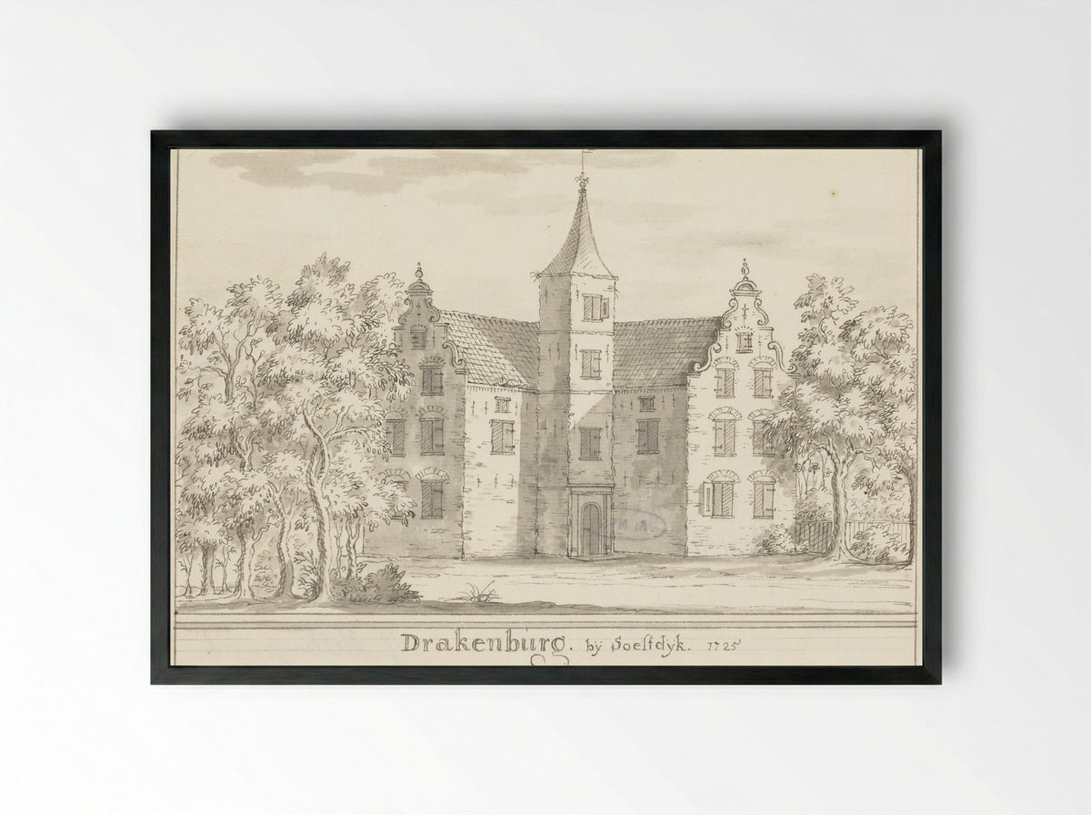 Het kasteel Drakenburg bij Soestdijk - Jacobus Stellingwerff - Framed Print Black