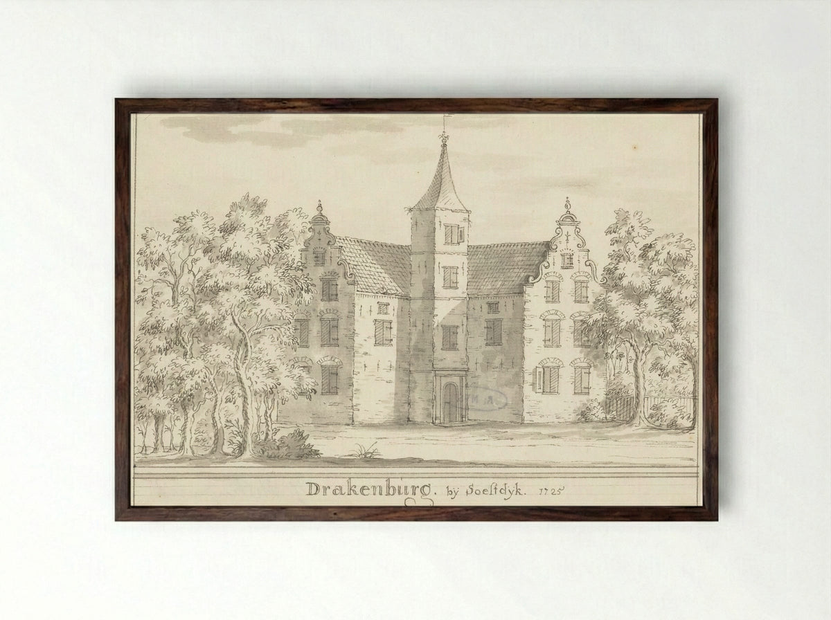 Het kasteel Drakenburg bij Soestdijk - Jacobus Stellingwerff - Framed Print Dark Wood