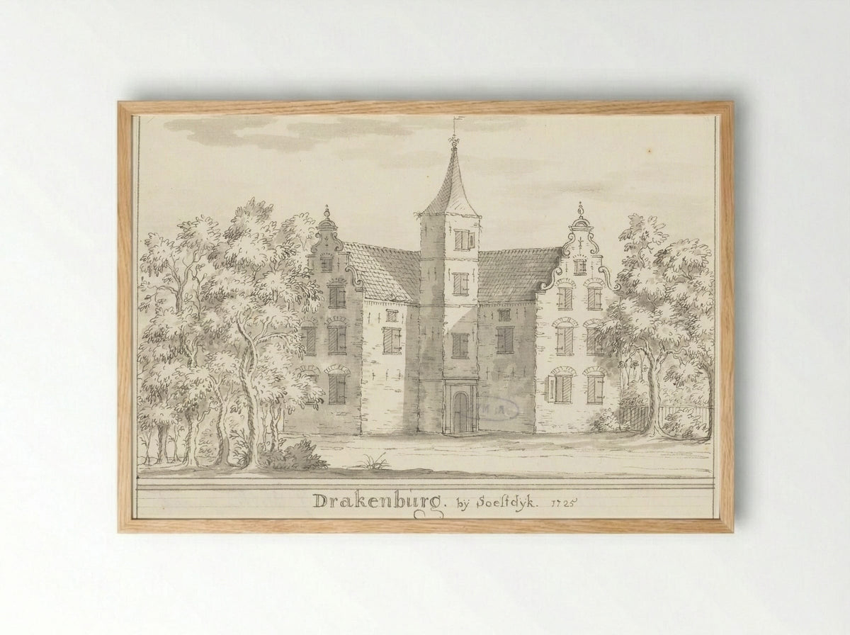 Het kasteel Drakenburg bij Soestdijk - Jacobus Stellingwerff - Framed Print Wood