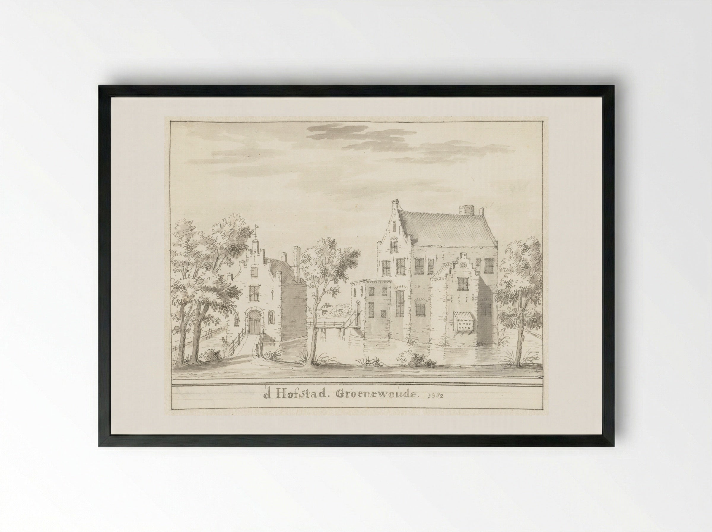 Het kasteel Groenewoude bij Woudenberg, in 1382 - Jacobus Stellingwerff - Framed Print Black
