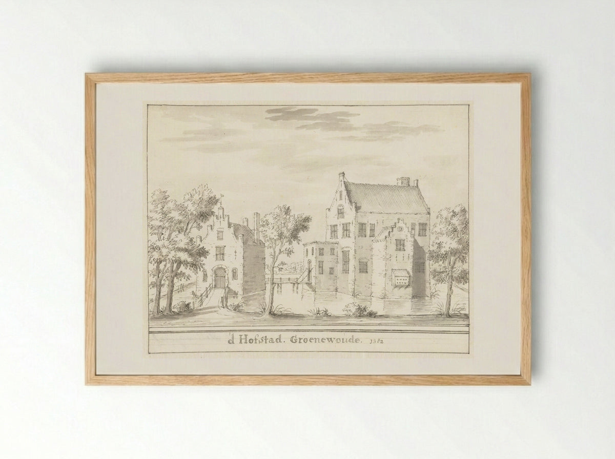 Het kasteel Groenewoude bij Woudenberg, in 1382 - Jacobus Stellingwerff - Framed Print Wood