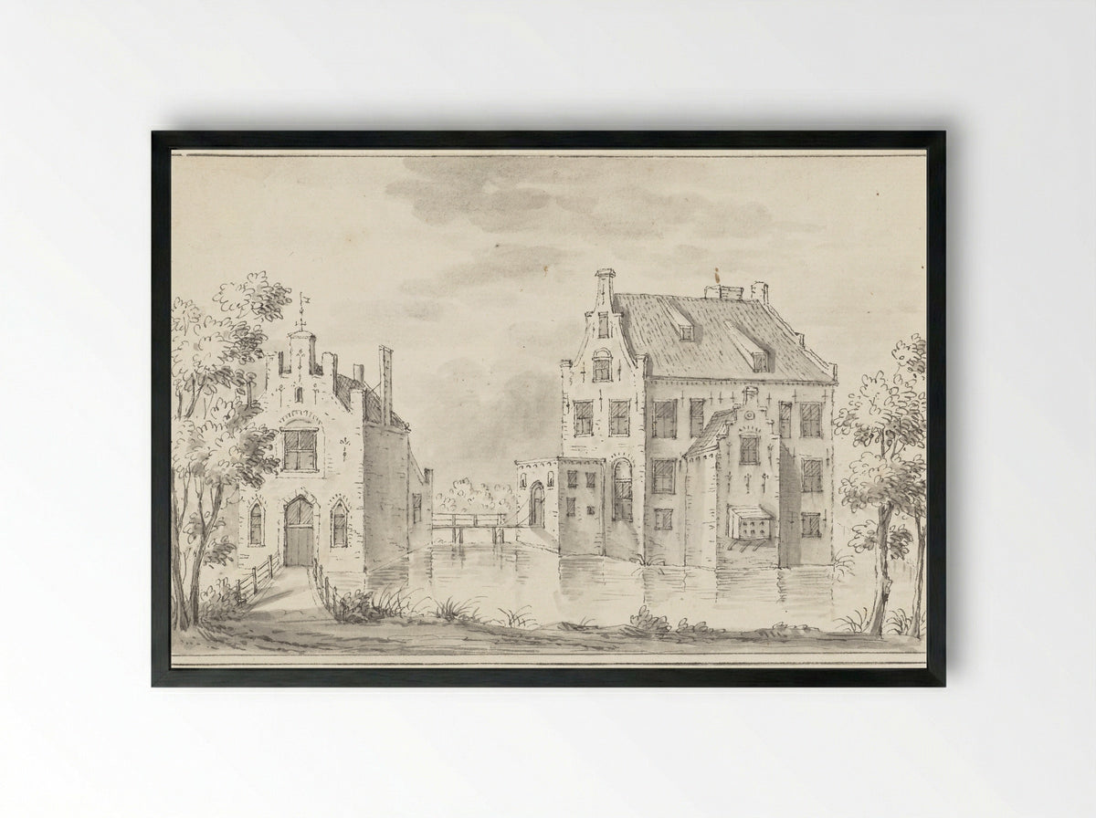 Het kasteel Groenewoude bij Woudenberg - Jacobus Stellingwerff - Framed Print Black