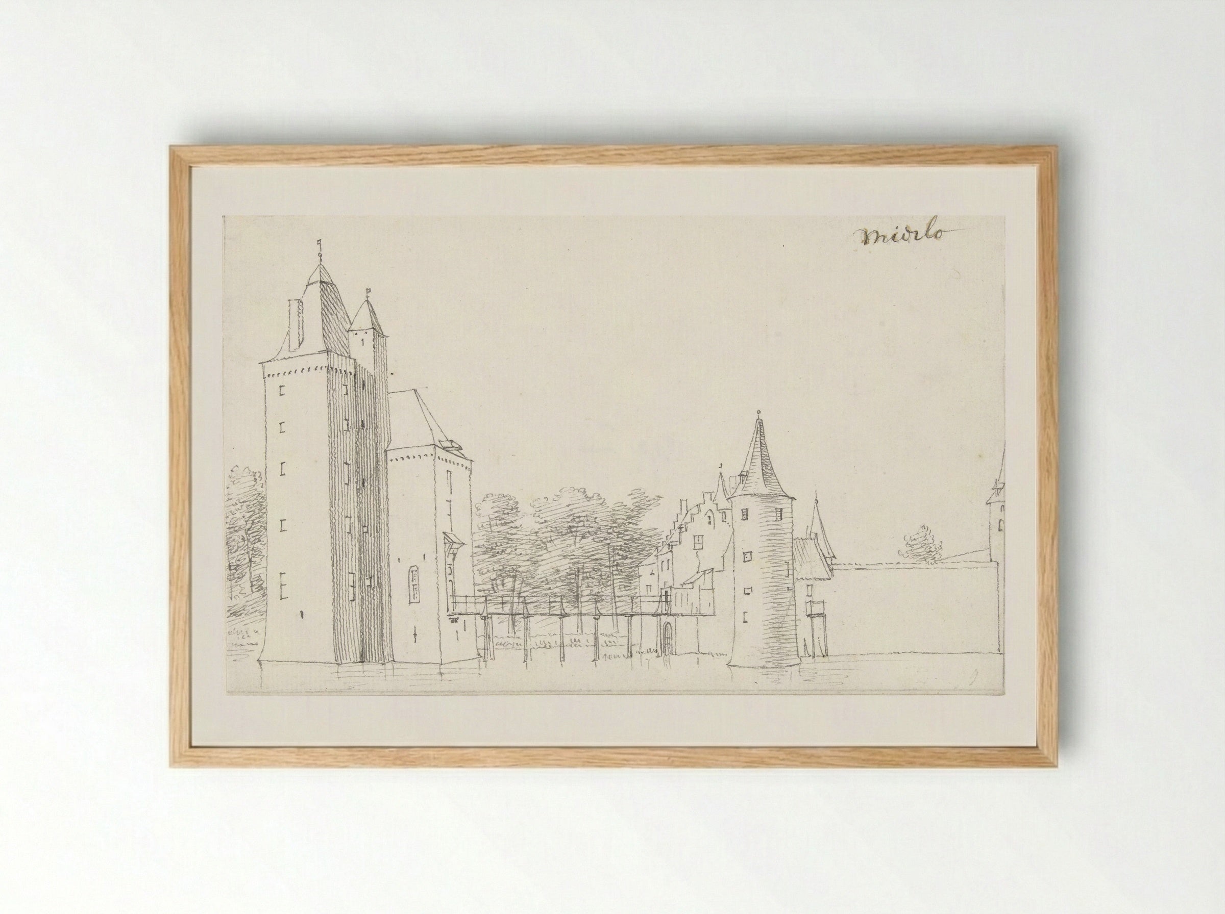 Het kasteel te Mierlo - Cornelis Pronk - Framed Print Wood