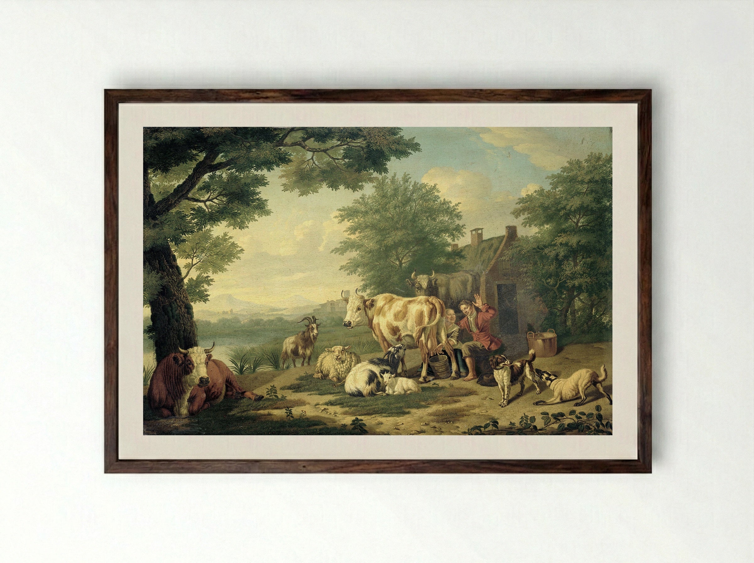 Het melkuur - Jan van Gool - Framed Print Dark Wood