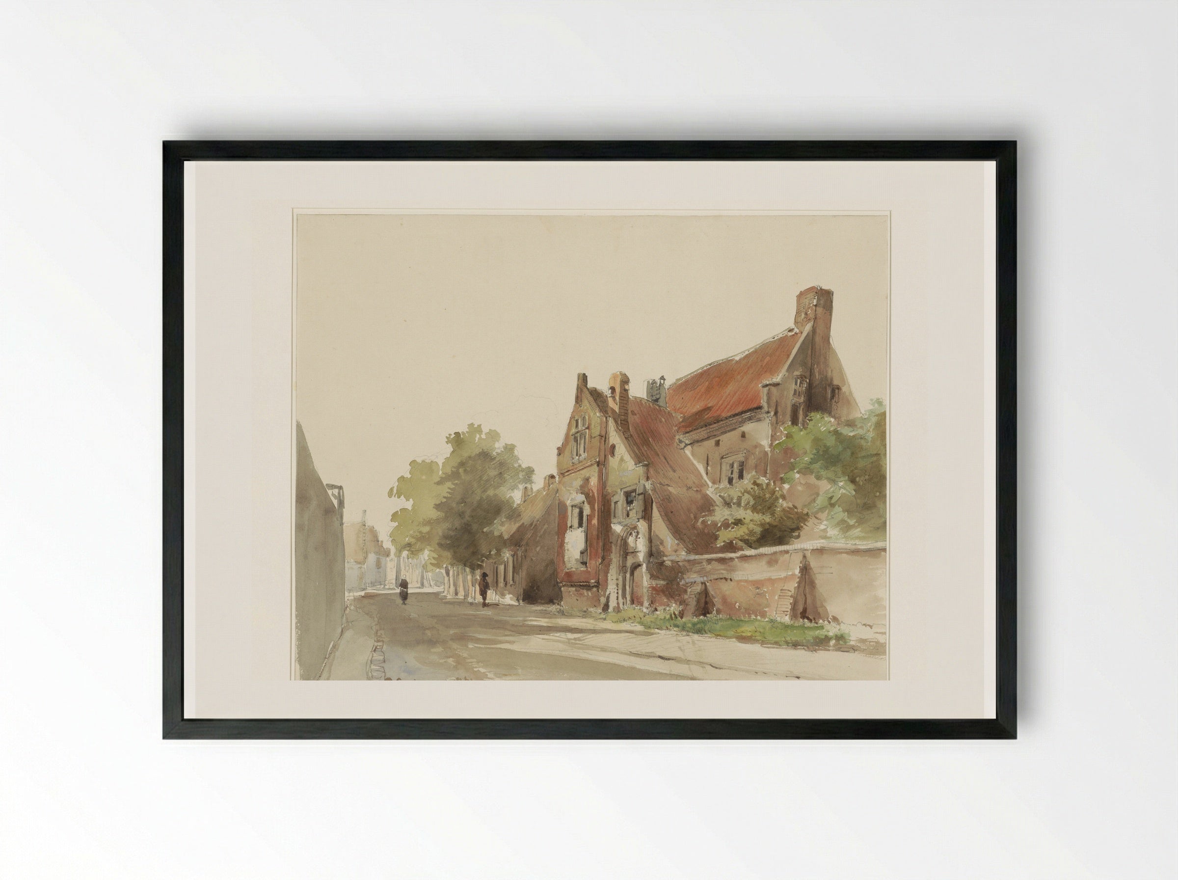 Het oude gasthuis te Hasselt - Cornelis Springer - Framed Print Black