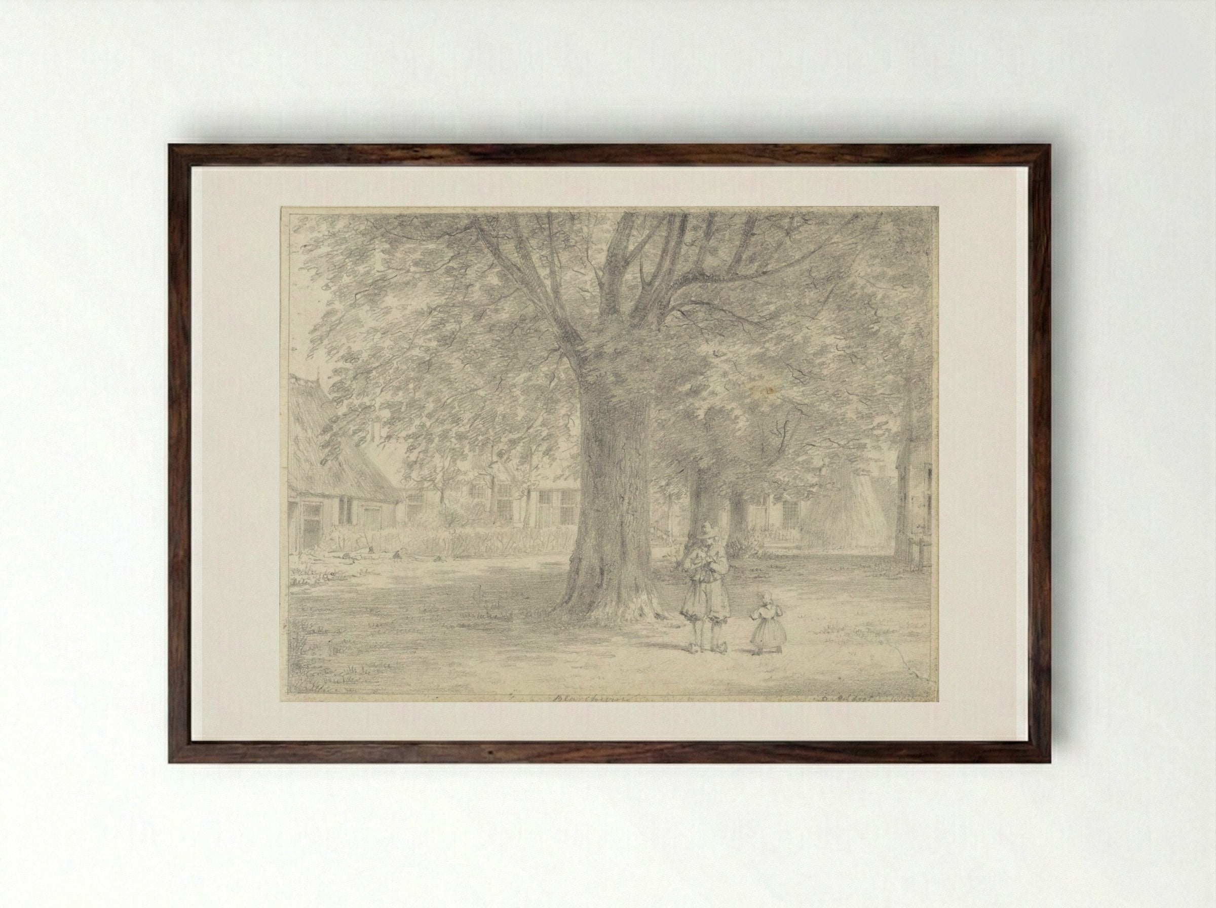 Het plein van Blaricum - Hendrik Abraham Klinkhamer - Framed Print Dark Wood