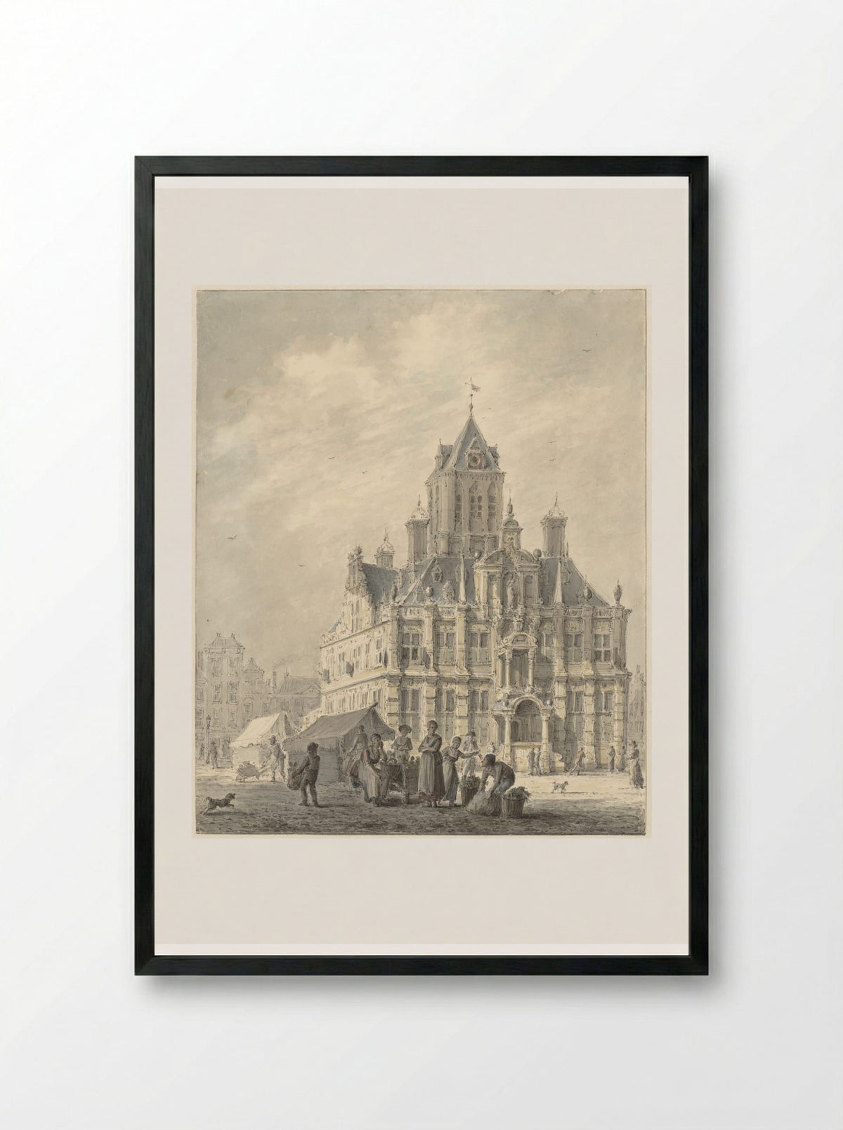 Het stadhuis van Delft - Johannes Jelgerhuis - Framed Print Black