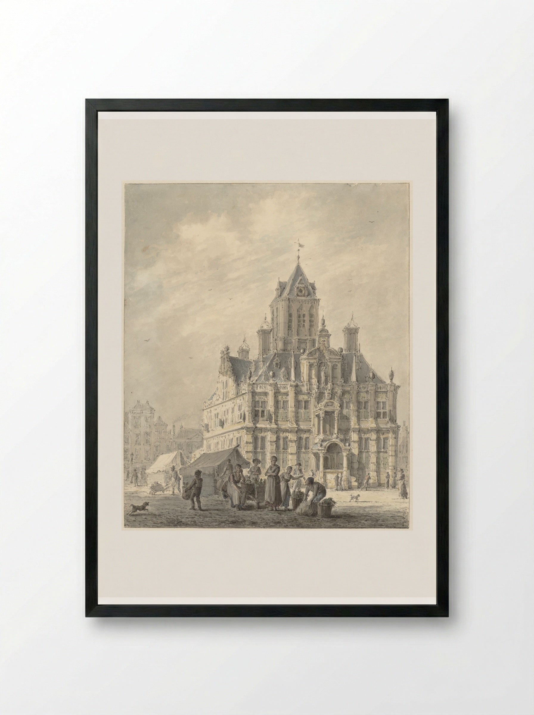 Het stadhuis van Delft - Johannes Jelgerhuis - Framed Print Black