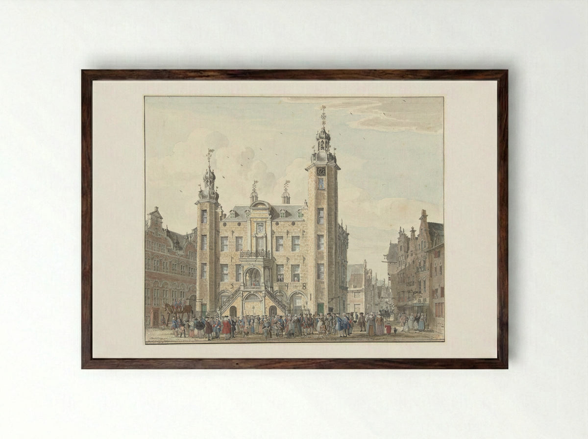 Het stadhuis van Venlo - Jan de Beijer - Framed Print Dark Wood
