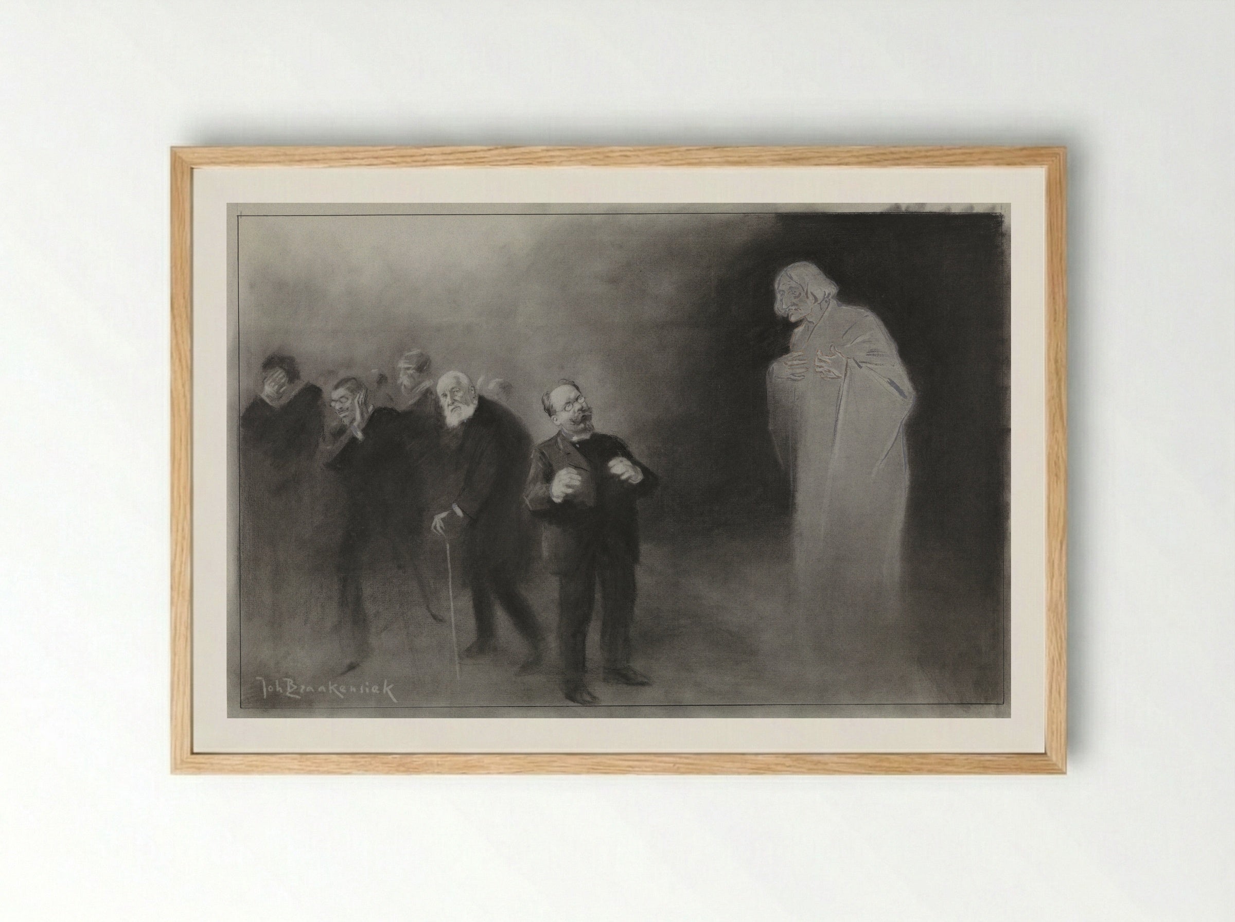 Het vergeten van Schimmel in den Nieuwjaarswensch van den Stadschouwburg - Johan Braakensiek - Framed Print Wood