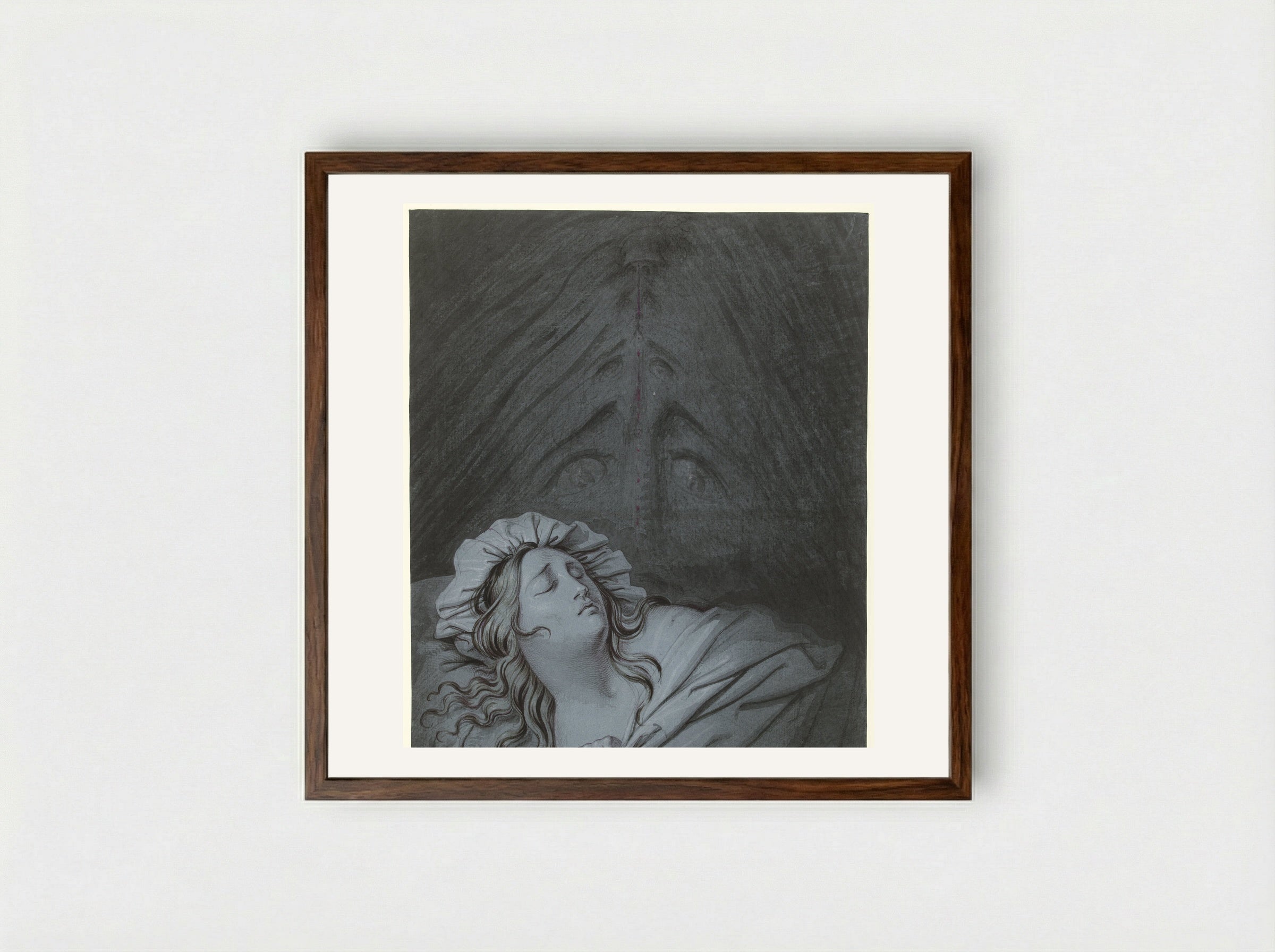 Het visioen van Beatrice Cenci - David Pièrre Giottino Humbert de Superville - Framed Print Dark Wood