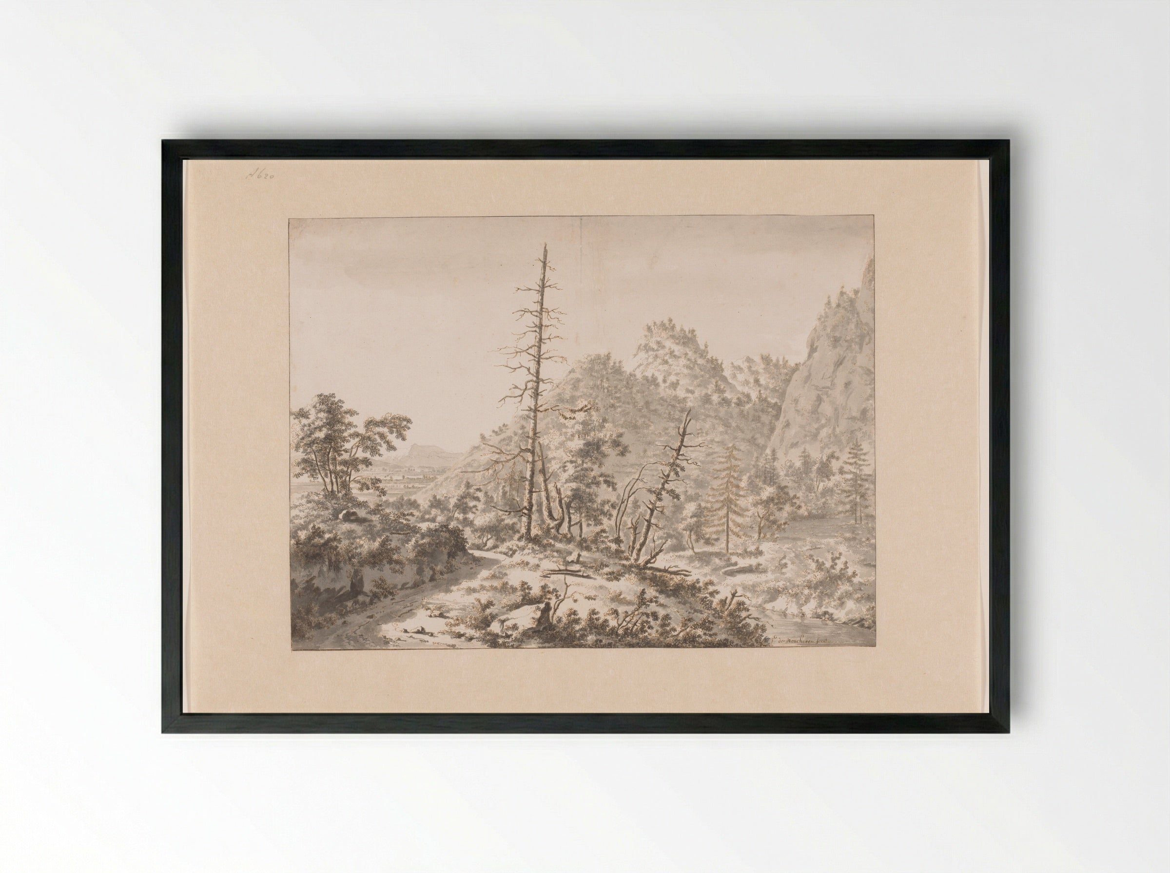 Heuvellandschap in de omgeving van Grenoble - Frederik de Moucheron - Framed Print Black