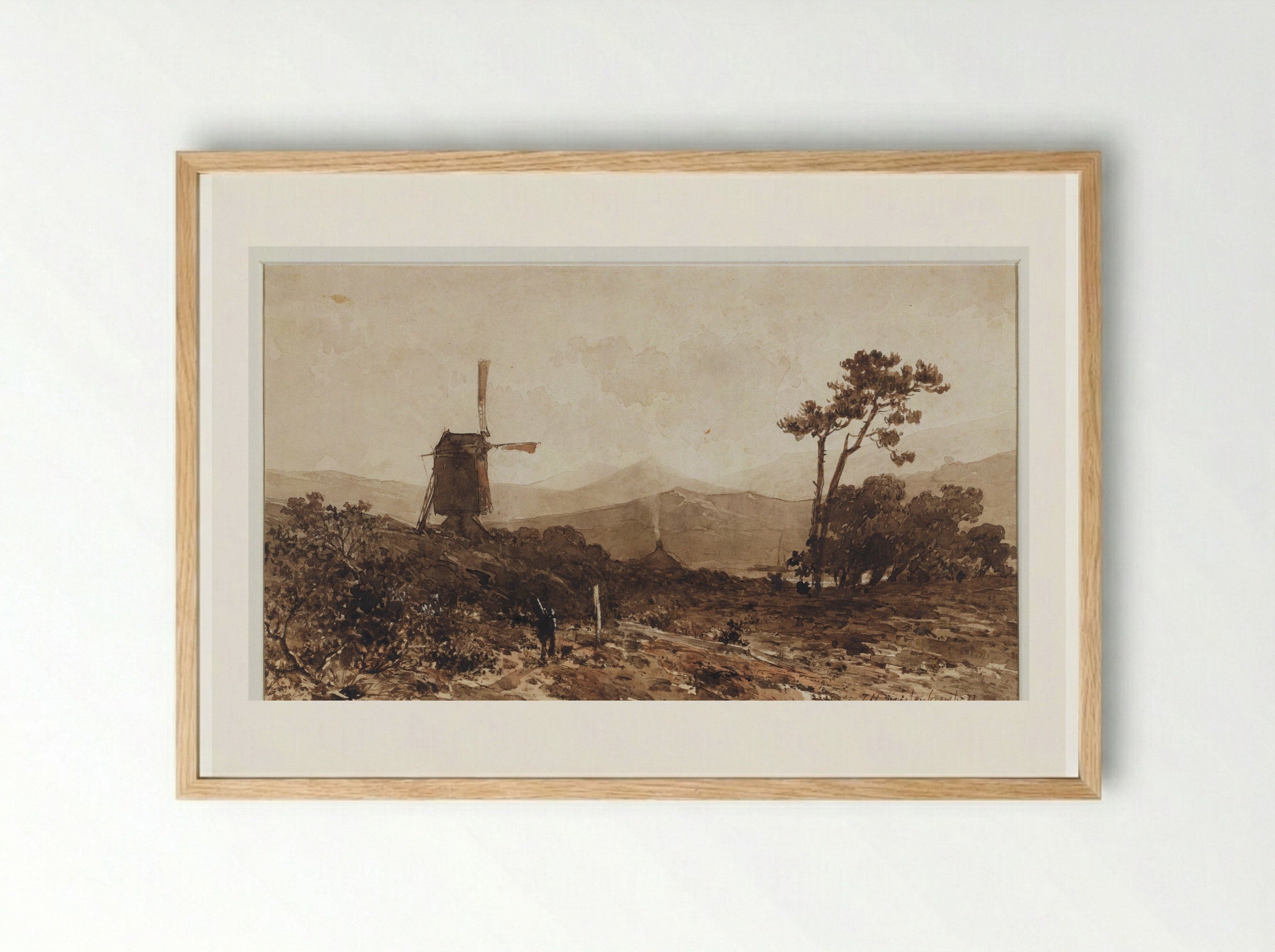 Heuvellandschap met links een molen - Johan Hendrik Weissenbruch - Framed Print Wood