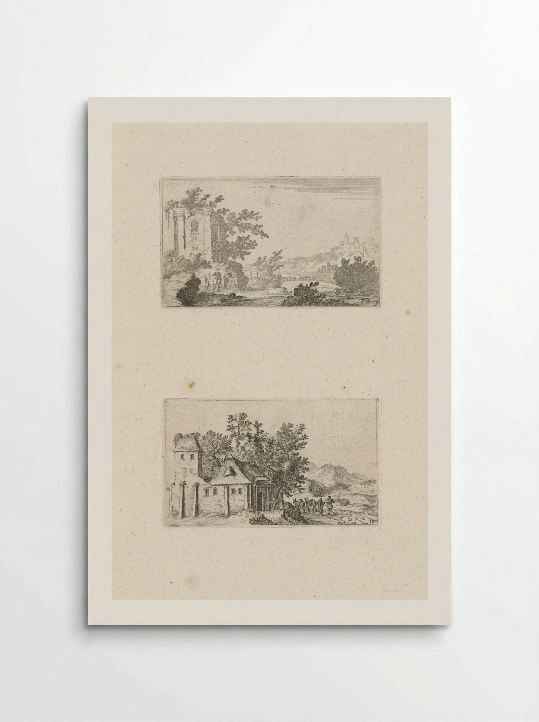 Heuvellandschap met ruïne en een boerderij in een heuvelland - Gillis van Scheyndel (I) - Poster