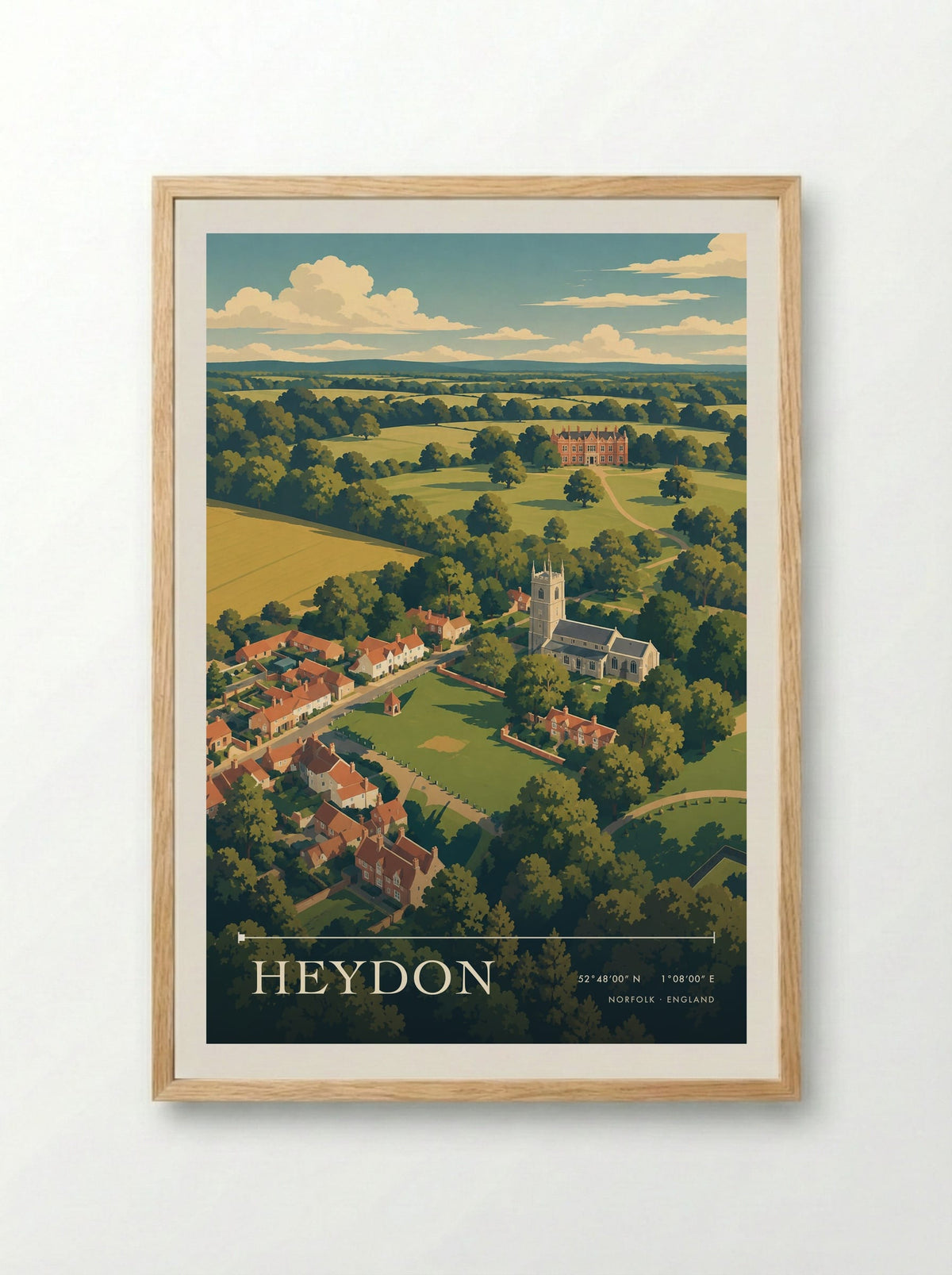 Heydon, Norfolk | Travel Poster - Framed Print Wood
