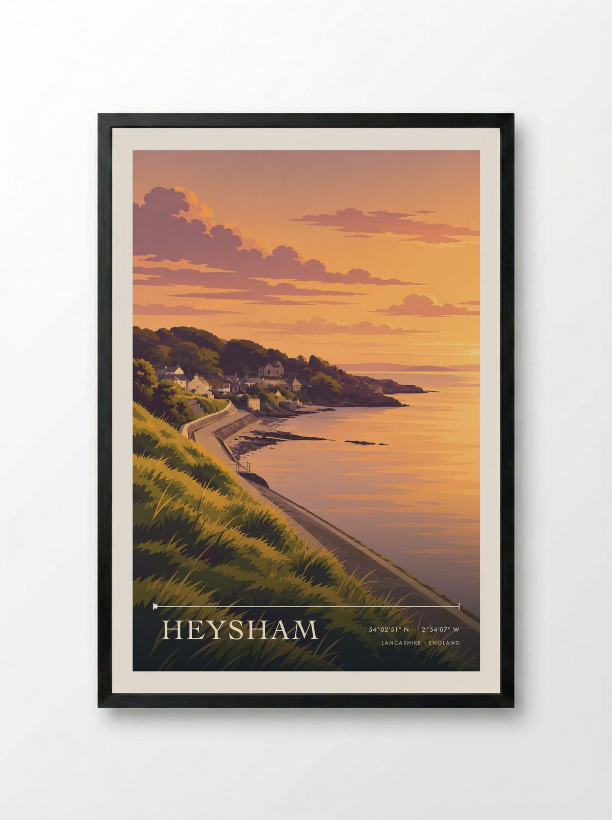 Heysham, Lancashire | Travel Poster - Framed Print Black