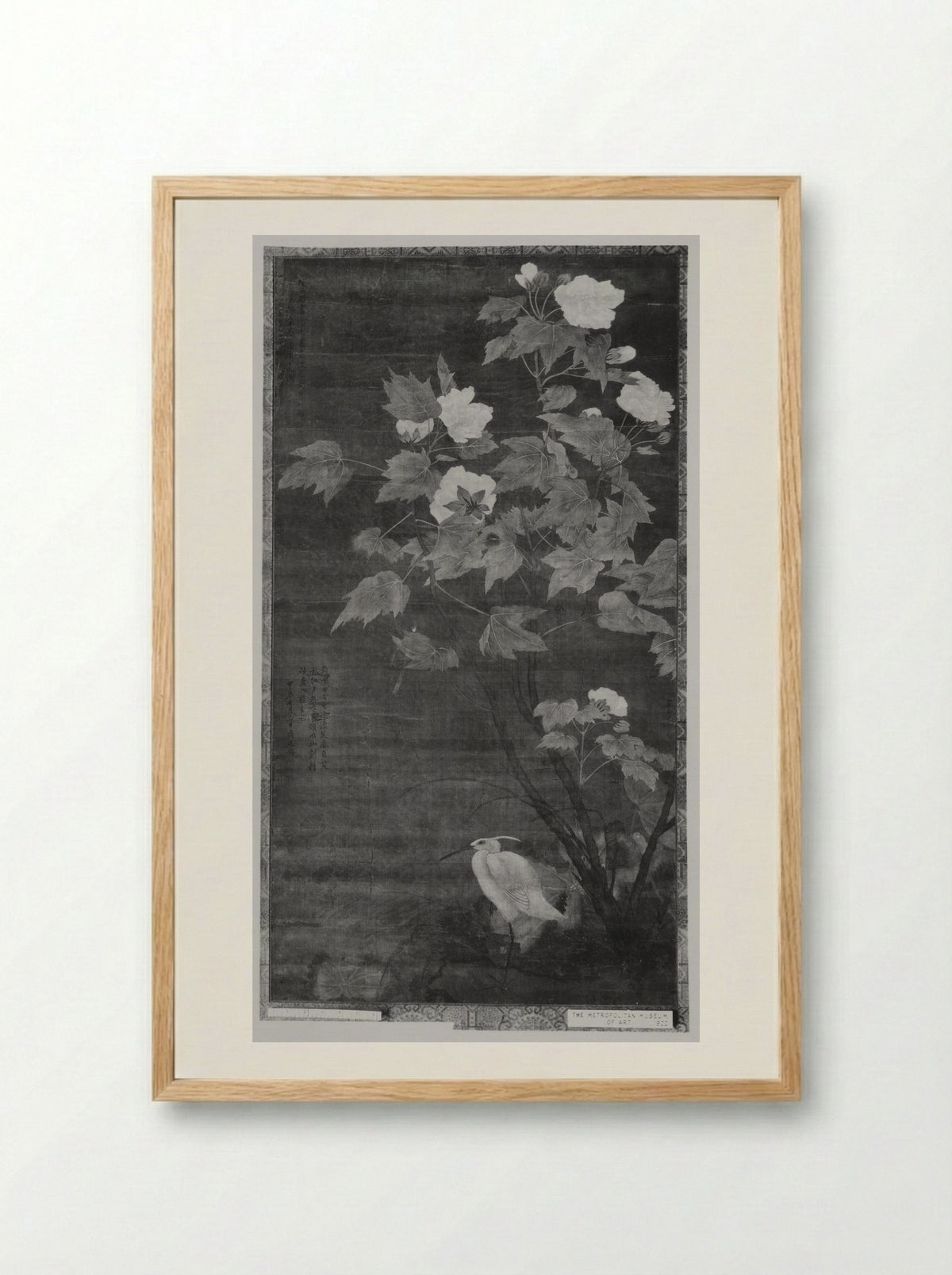 Hibiscus and Egret - Jiang Tingxi - Framed Print Wood