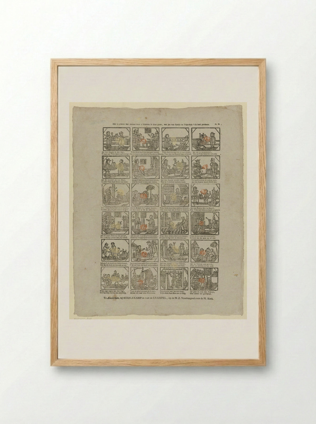 Hier is alweer wat nieuws voor u kinderen in deze prent, van Jan van Spanje en Trijn-Salle 't is heel pertinent - Jan de Lange (II) - Framed Print Wood