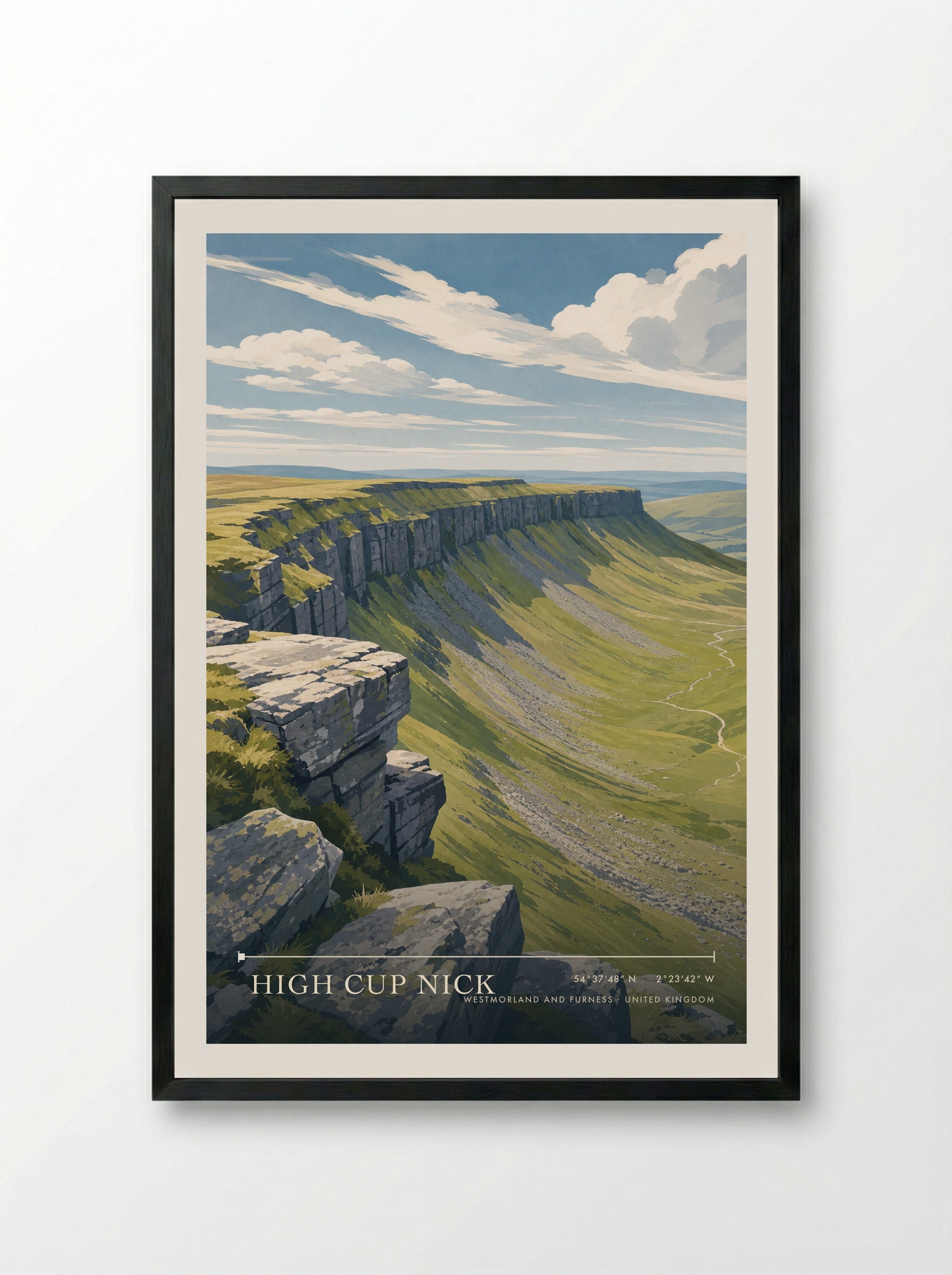 High Cup Nick Westmorland and Furness United Kingdom Travel Poster - Framed Print Black