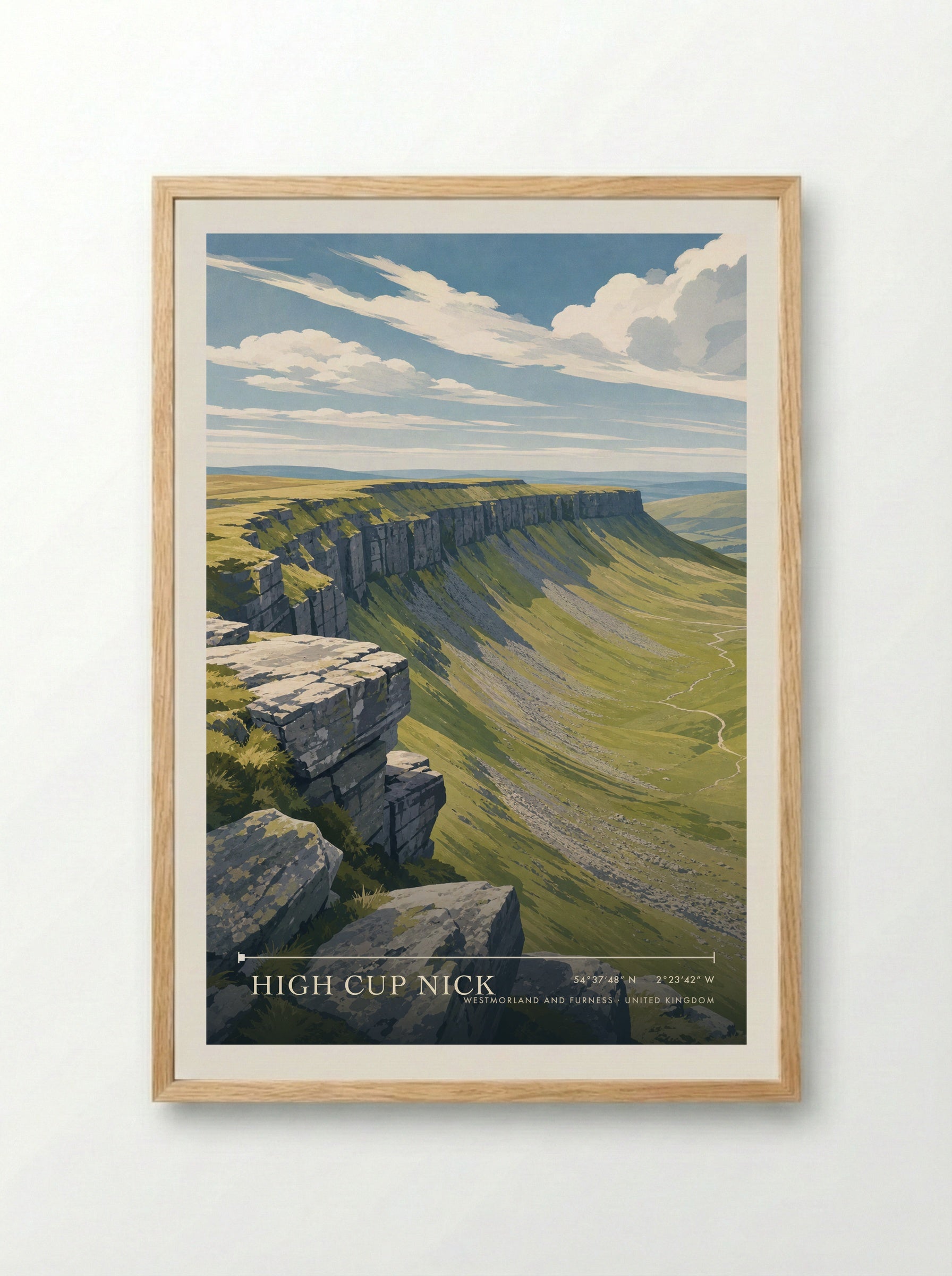 High Cup Nick Westmorland and Furness United Kingdom Travel Poster - Framed Print Wood
