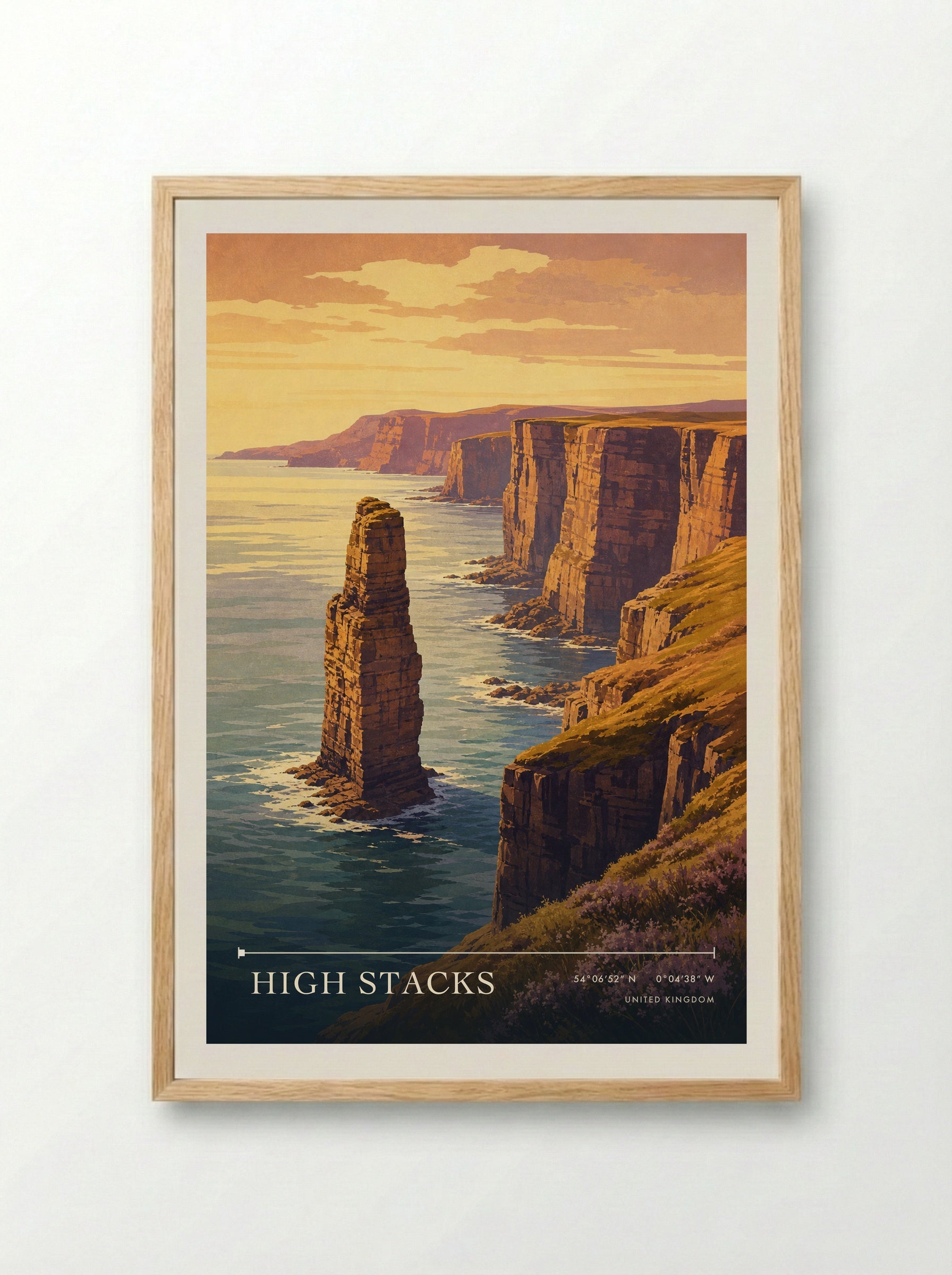 High Stacks United Kingdom Travel Poster - Framed Print Wood