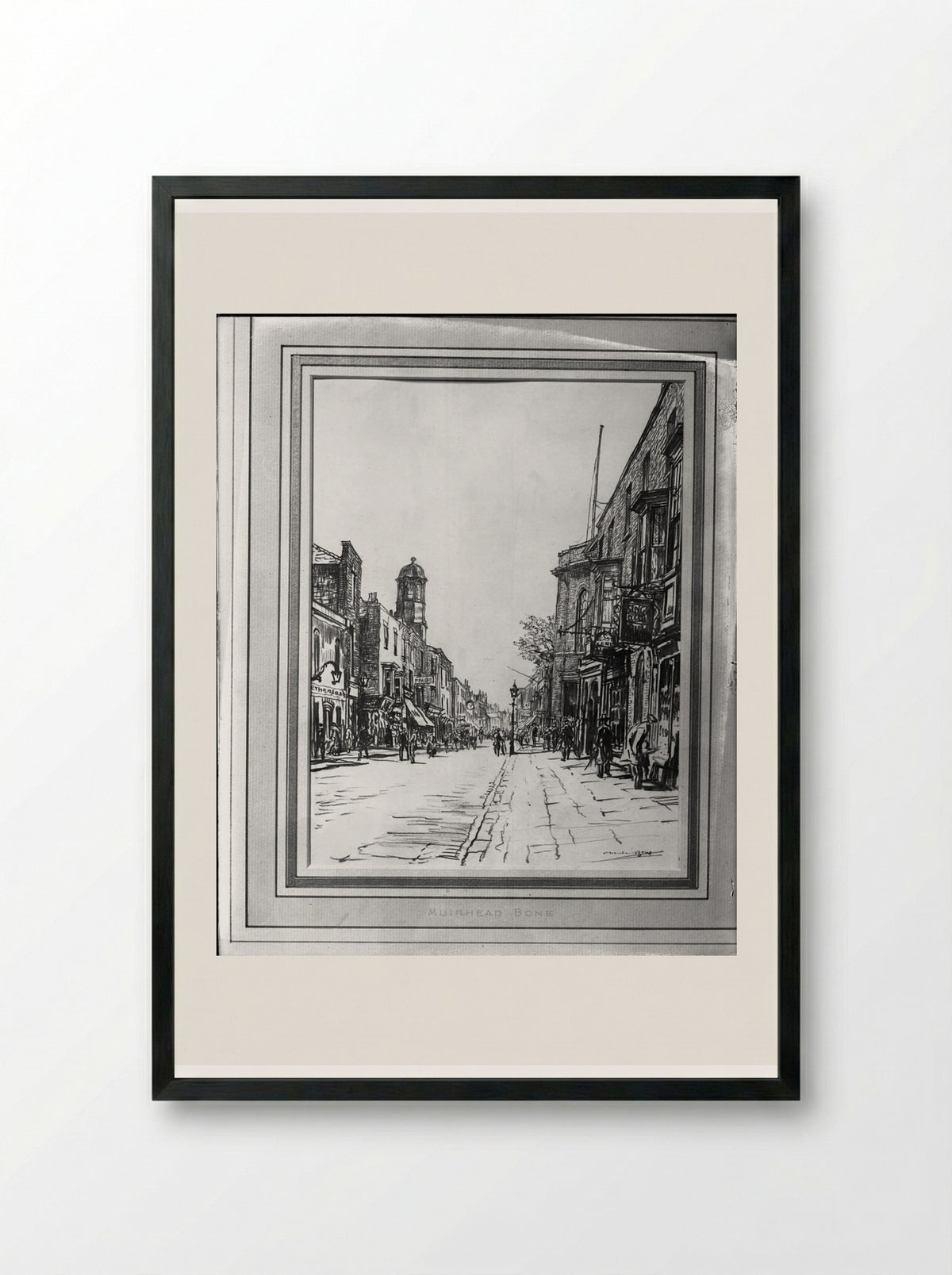 High Street, Deal - Muirhead Bone - Framed Print Black