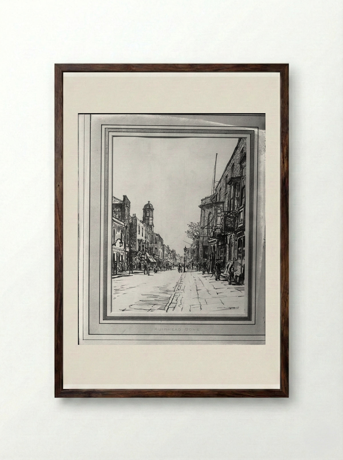High Street, Deal - Muirhead Bone - Framed Print Dark Wood